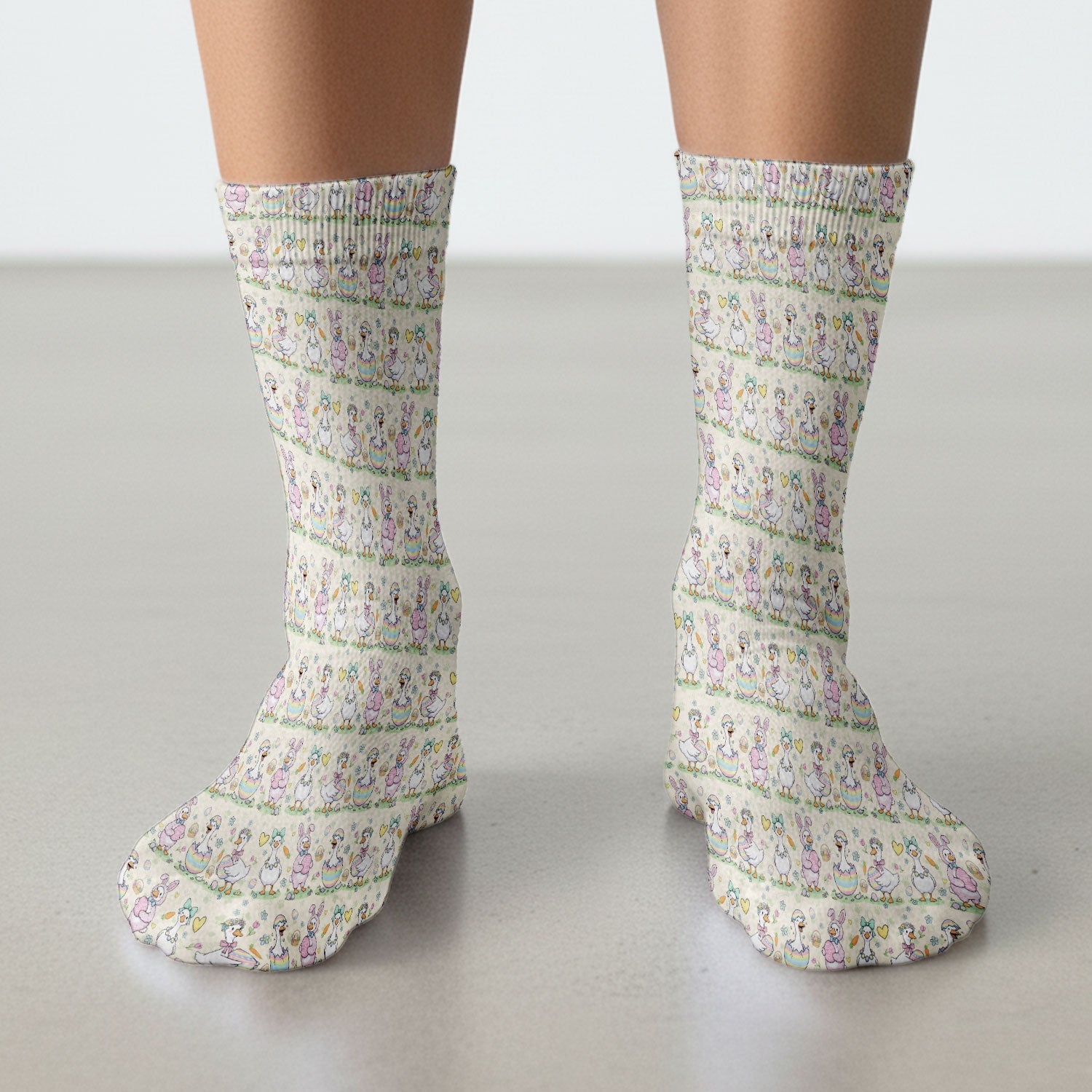 Easter Goose Bunny Egg Print Socks, Breathable Fabrics Medical Uniform