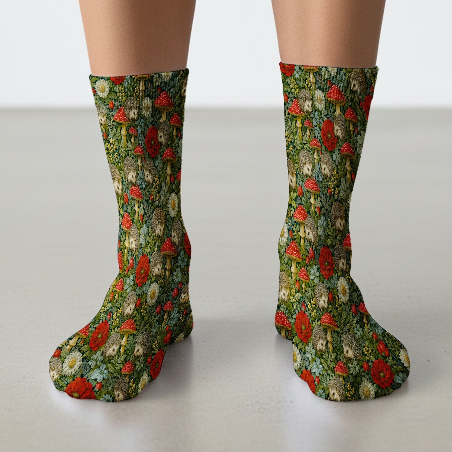 Enchanted Woodland Hedgehog Nurse for Pediatric Nurses, RN, CNA, Garden Medical Socks, Adult Socks for Men and Women