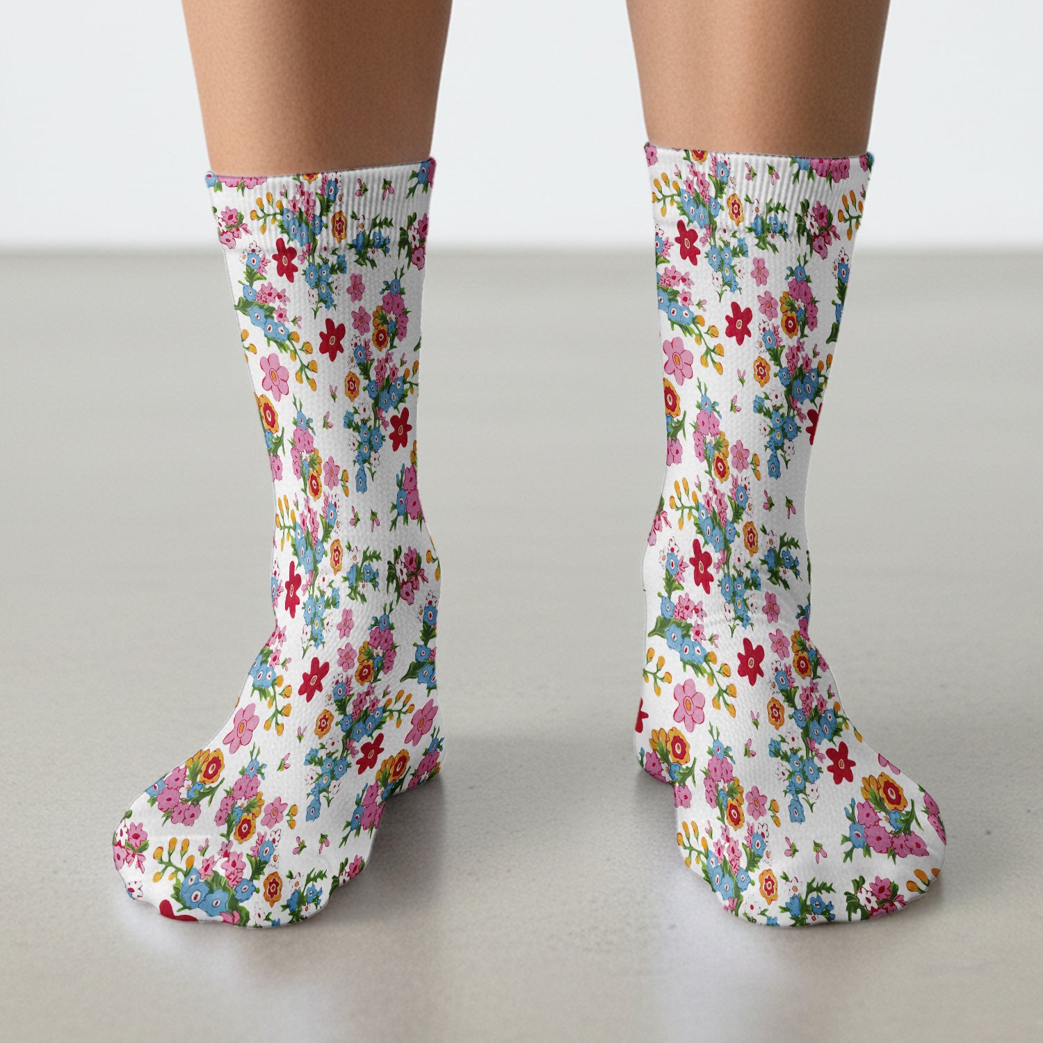 Charming Vintage Floral Bouquet Pattern Socks, Adult Socks for Men and Women