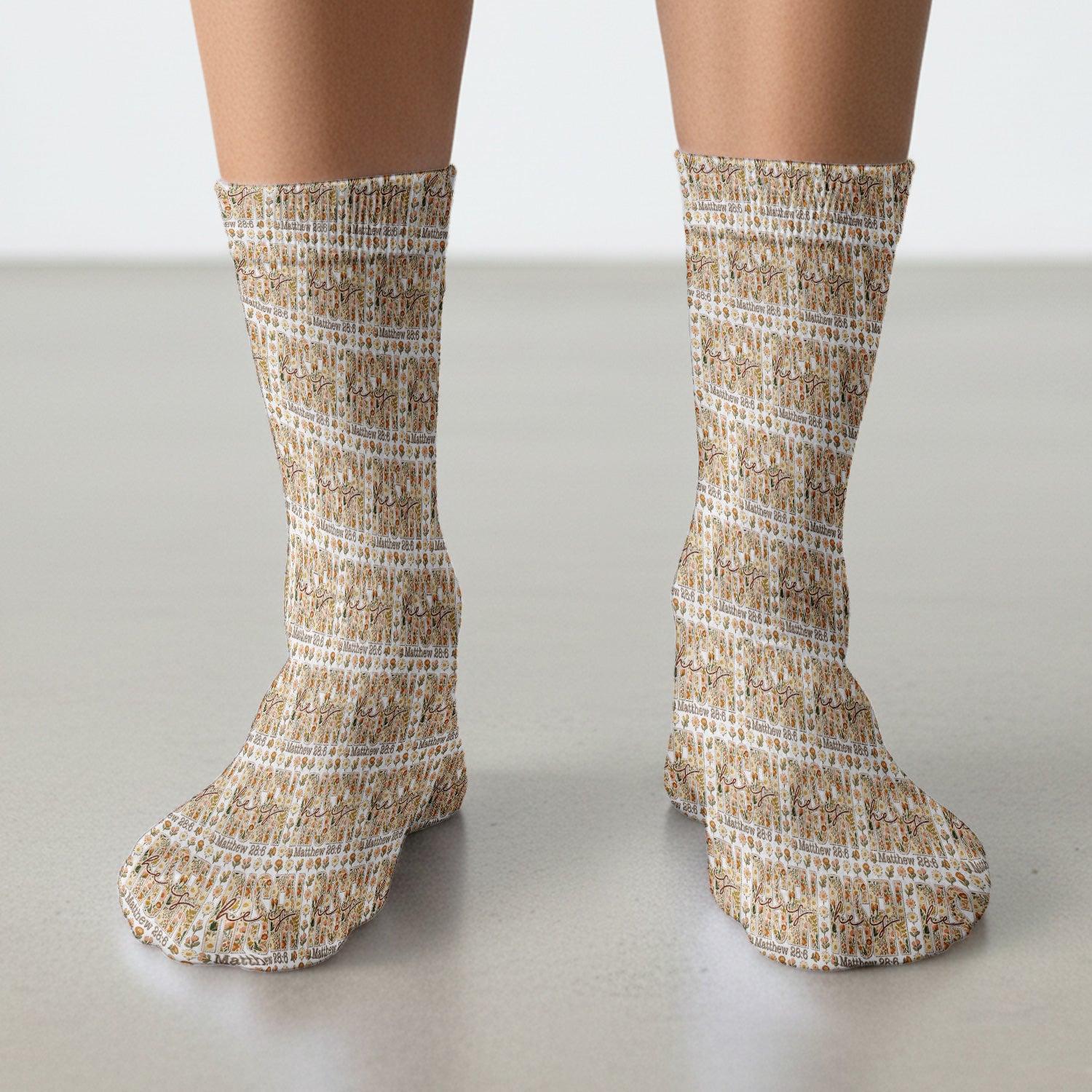 Christian Resurrection Floral Pattern Socks, Socks for Nurse Doctor