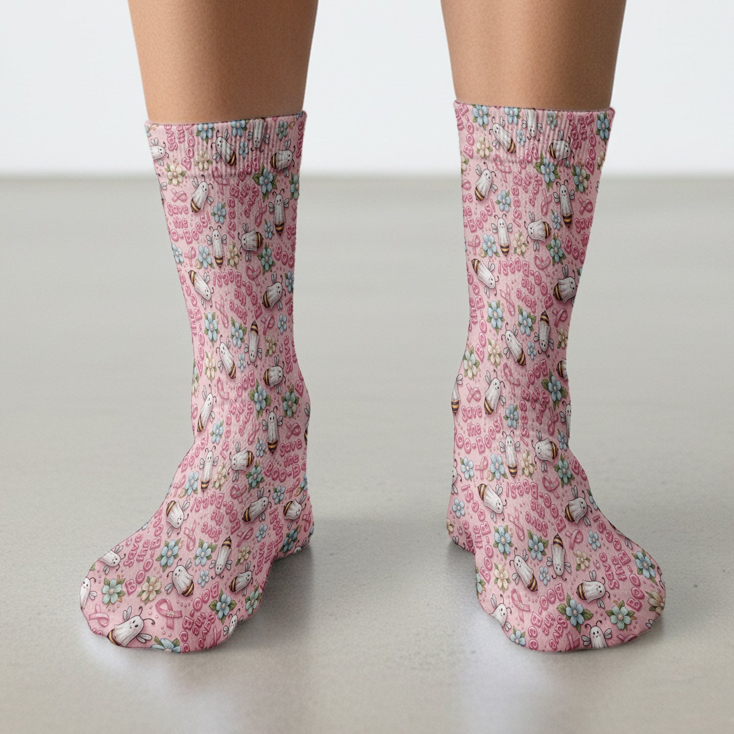 Save The Boo-Bees with Ribbon Socks, Adult Socks for Men and Women