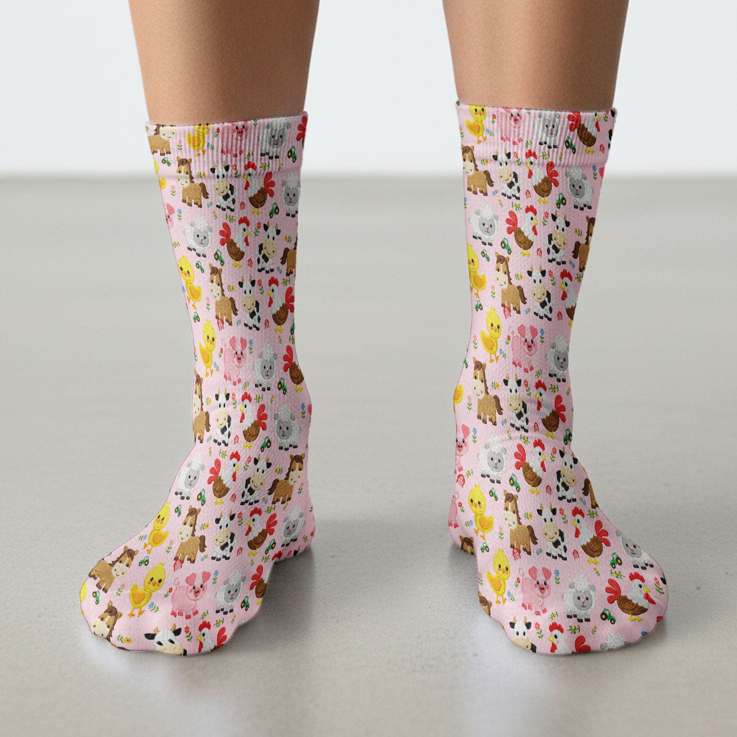 Cartoon Farm Animal Pattern Socks, Breathable Fabrics Medical Uniform