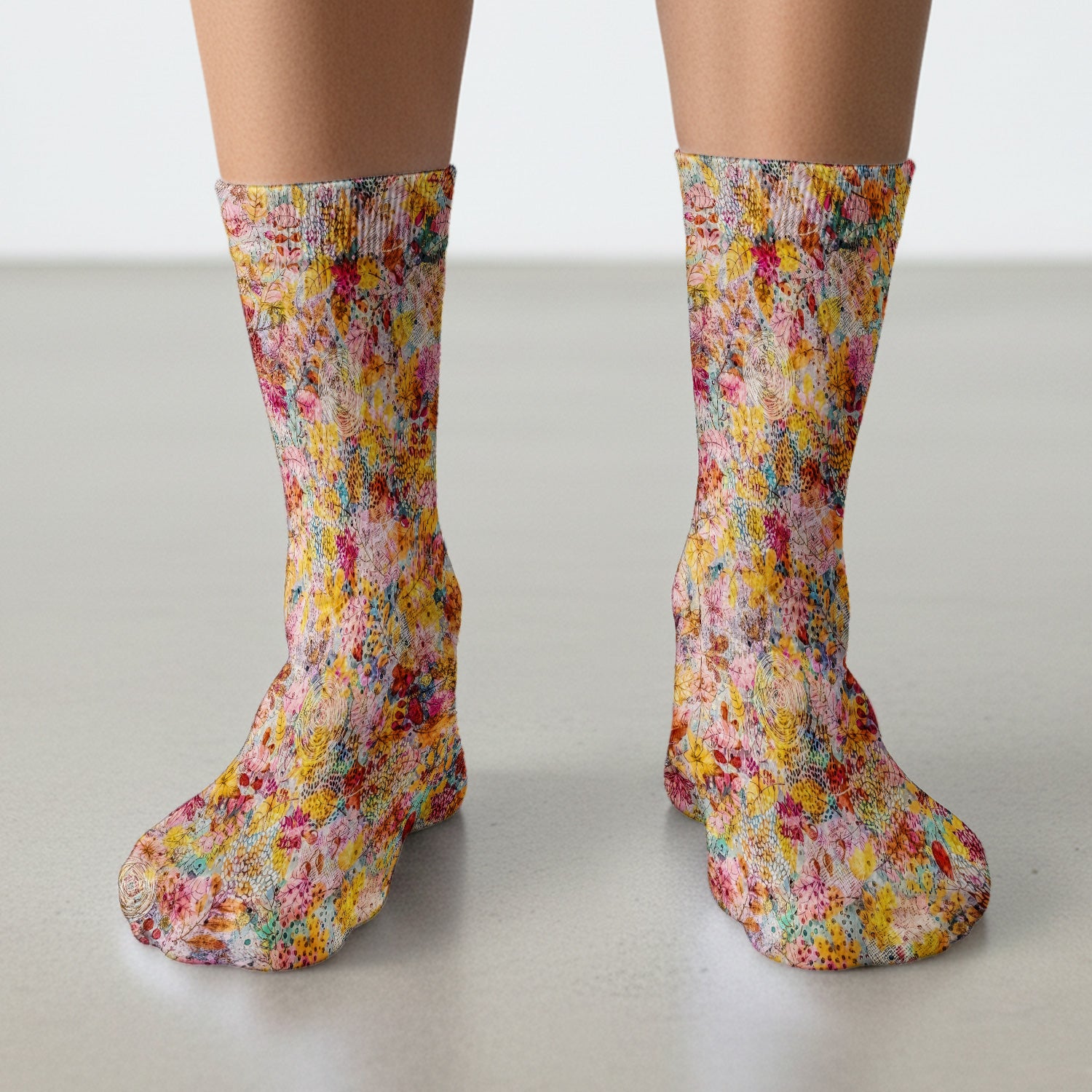 Autumn Floral Leaves Pattern Socks, Socks for Nurse Doctor