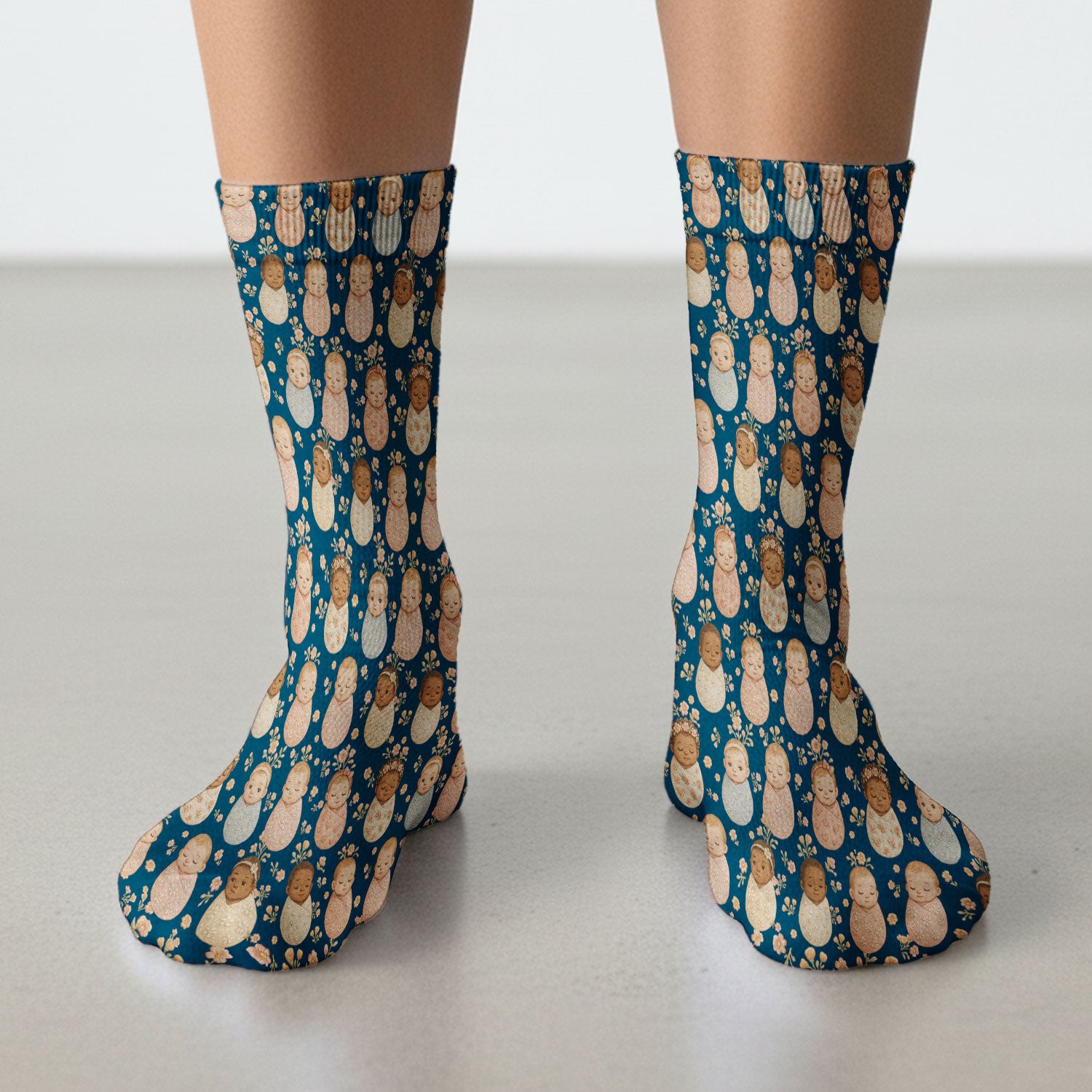 Sweet Newborn Baby Floral Print Medical Socks, Breathable Fabrics Medical Uniform