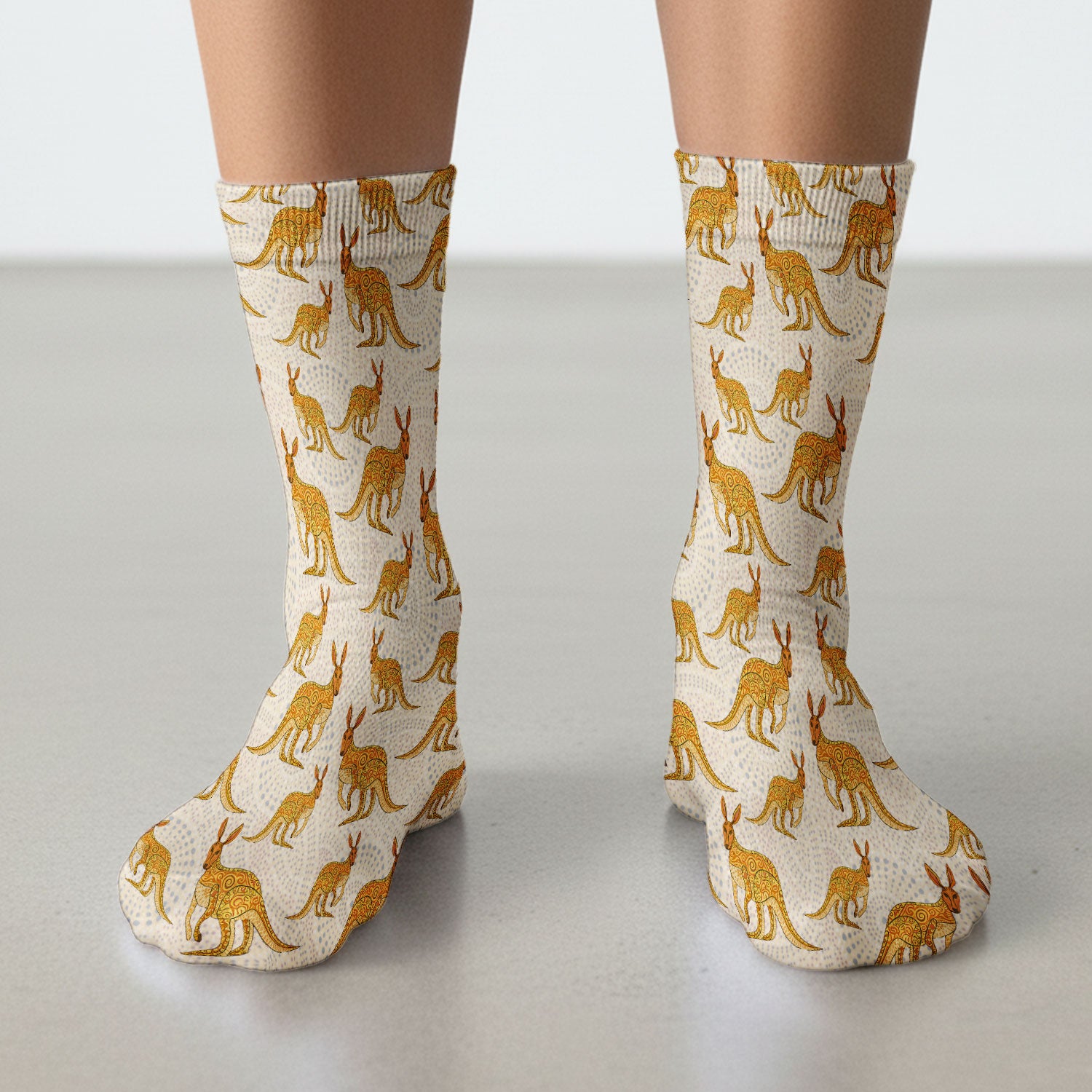 Australian Kangaroo Dot Art Inspired Nurse Socks - Adult Socks for Women and Men