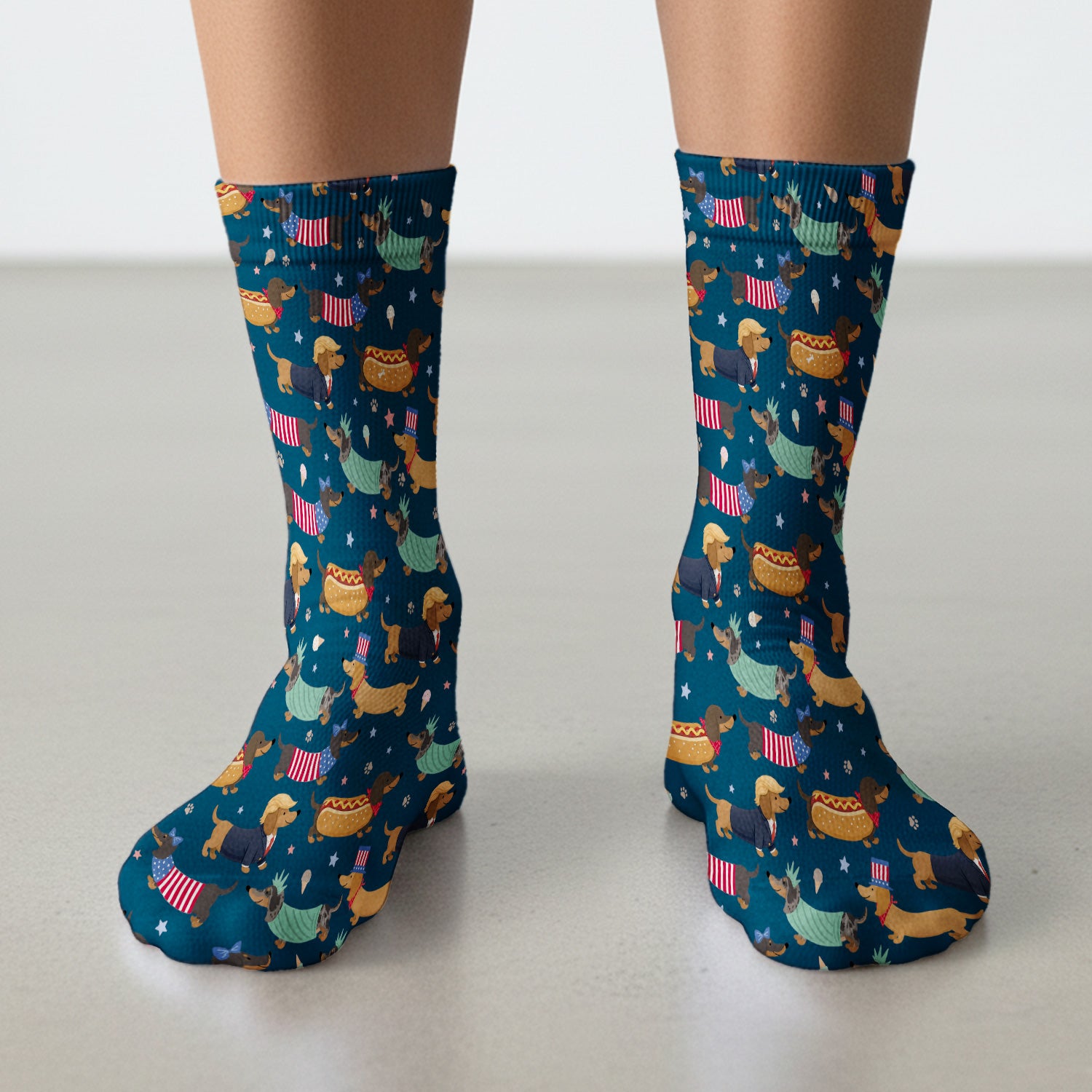 Funny Patriotic Dachshund Costume Dogs Pattern Sock, Breathable Fabrics Medical Uniform