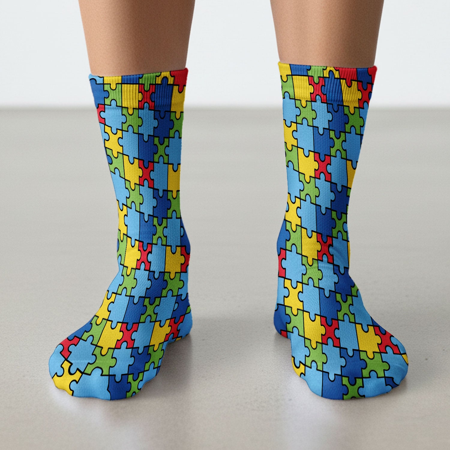 Autism Support Squad Puzzle Ribbon Print Socks, Socks for Nurse Doctor