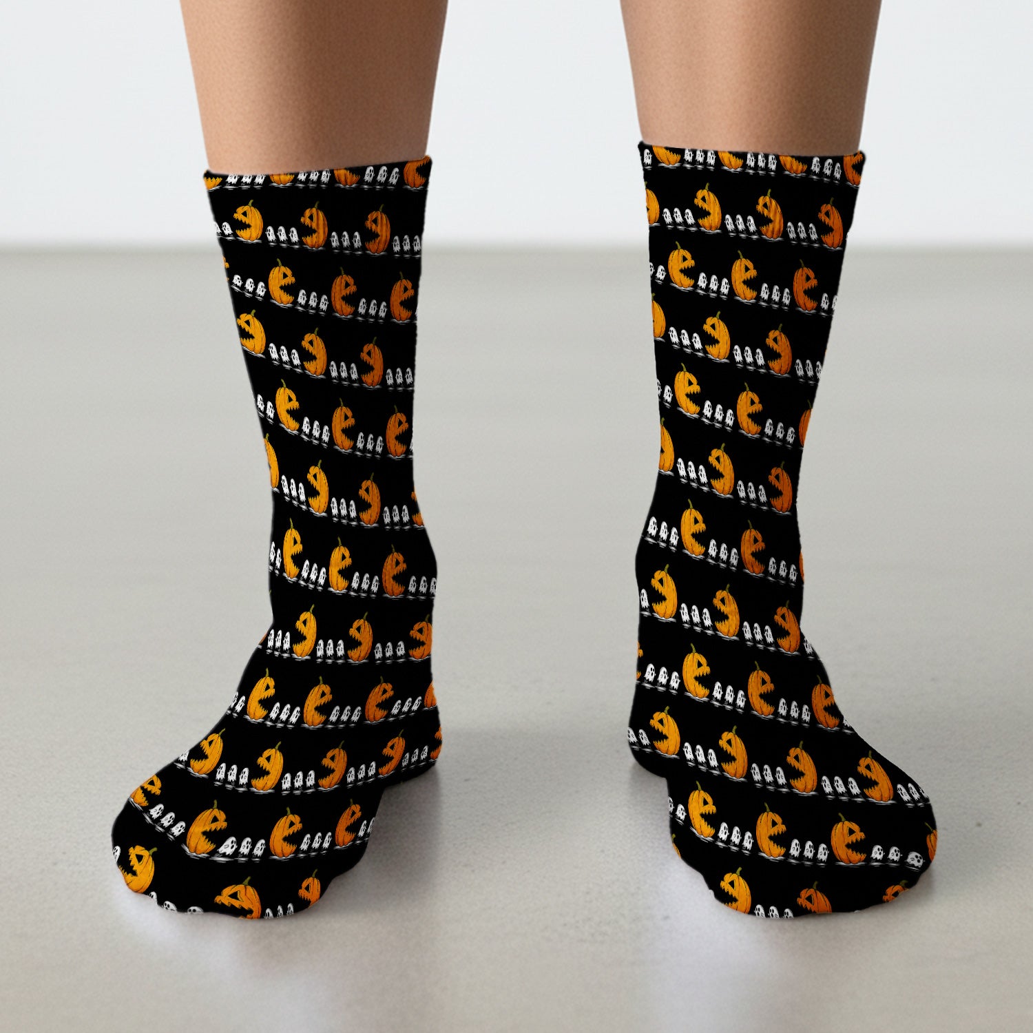 Spooky Halloween Pumpkin Ghost Socks, Adult Socks for Men and Women