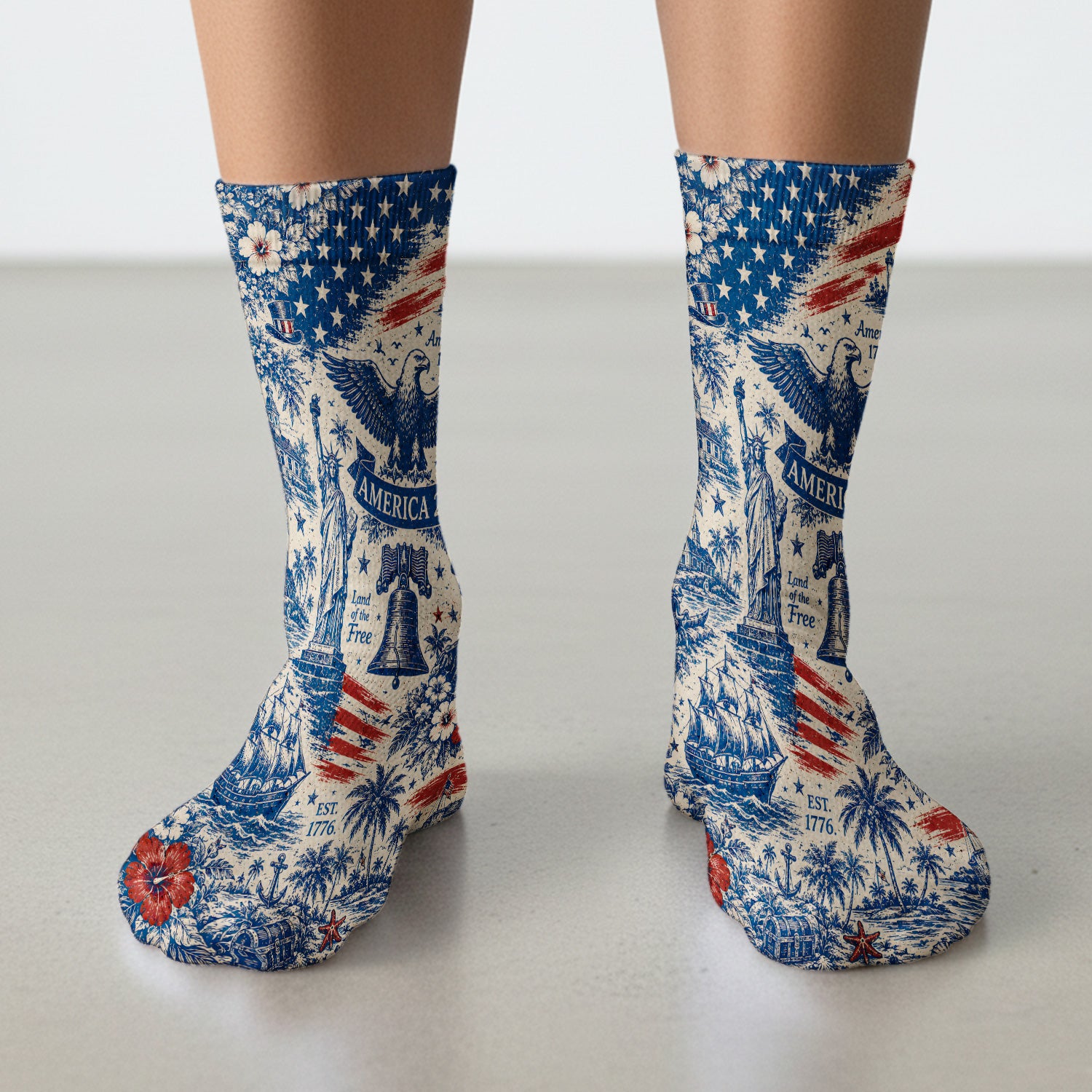 America 250 Eagle Liberty Pattern Socks, Adult Socks for Men and Women