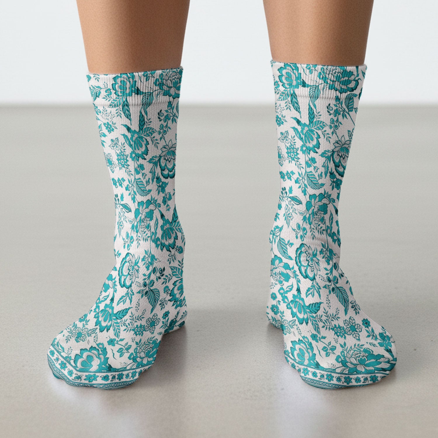 Toile De Jouy Scrub Socks For Women, Floral Pattern Nurse Sock, Comfortable Scrubs For Nursing