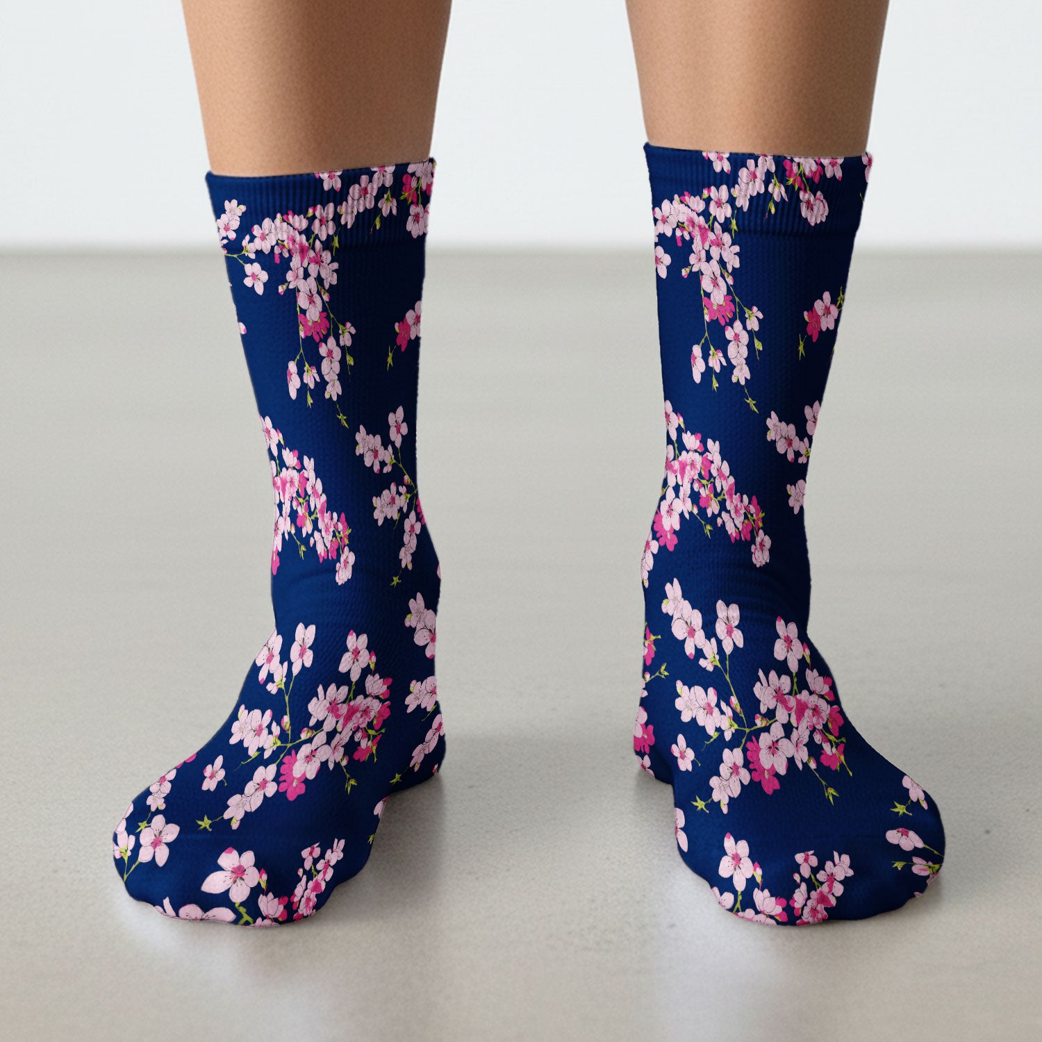 Elegant Cherry Blossom Floral Pattern Socks, Breathable Fabrics Medical Uniform