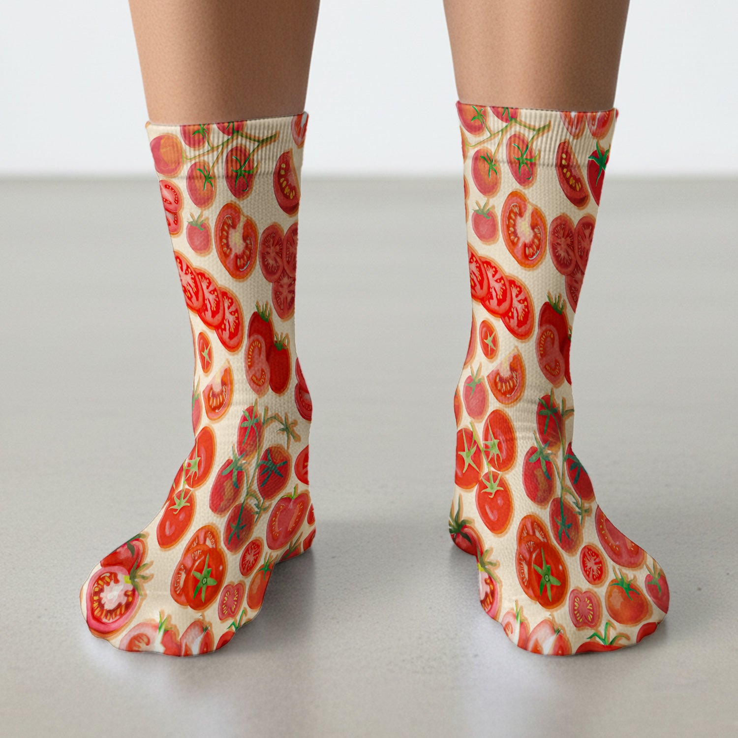 Fresh Tomato Slices Cherry Tomato Pattern Socks, Socks for Nurse Doctor