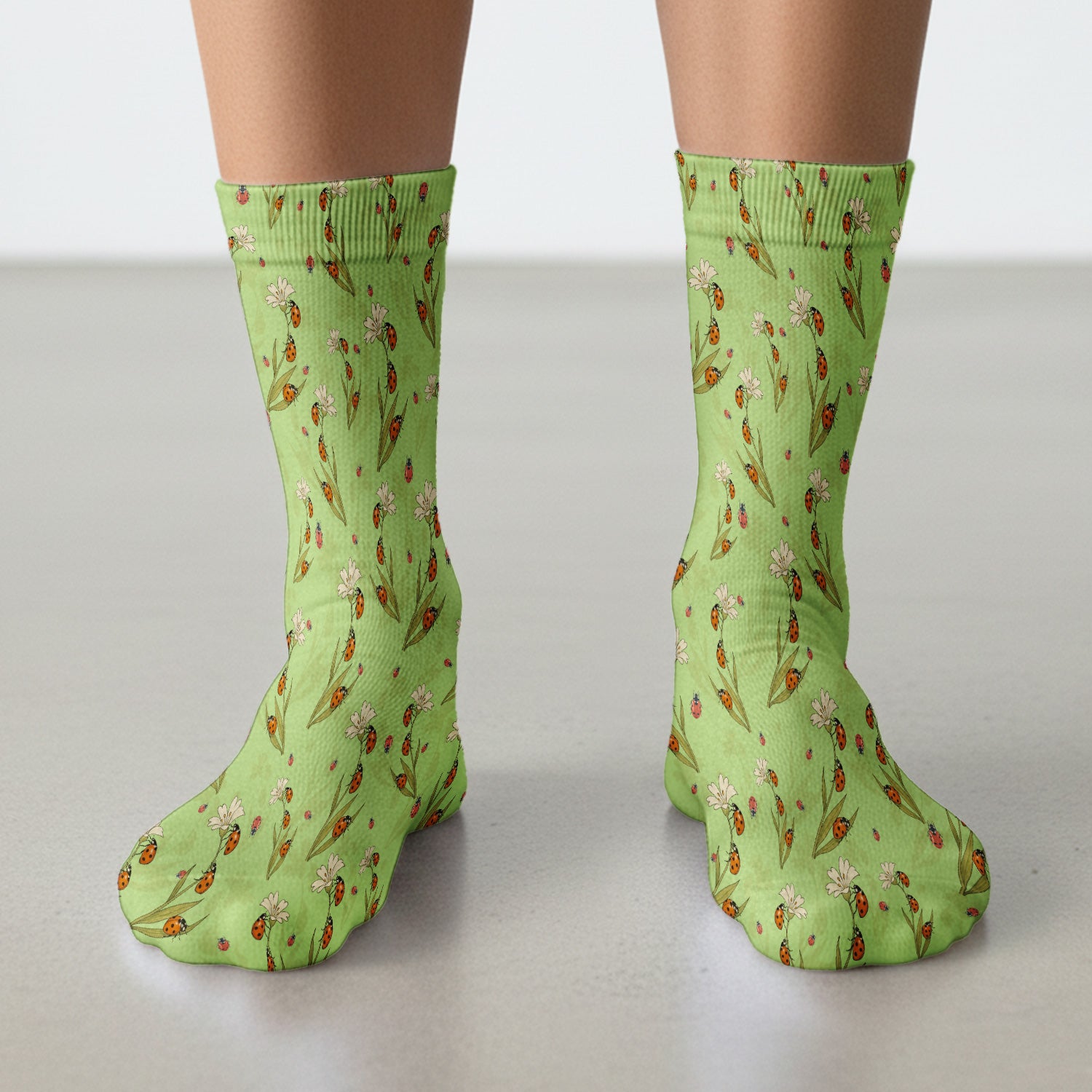 Fresh Daisy Ladybug Garden Pattern Socks, Breathable Fabrics Medical Uniform