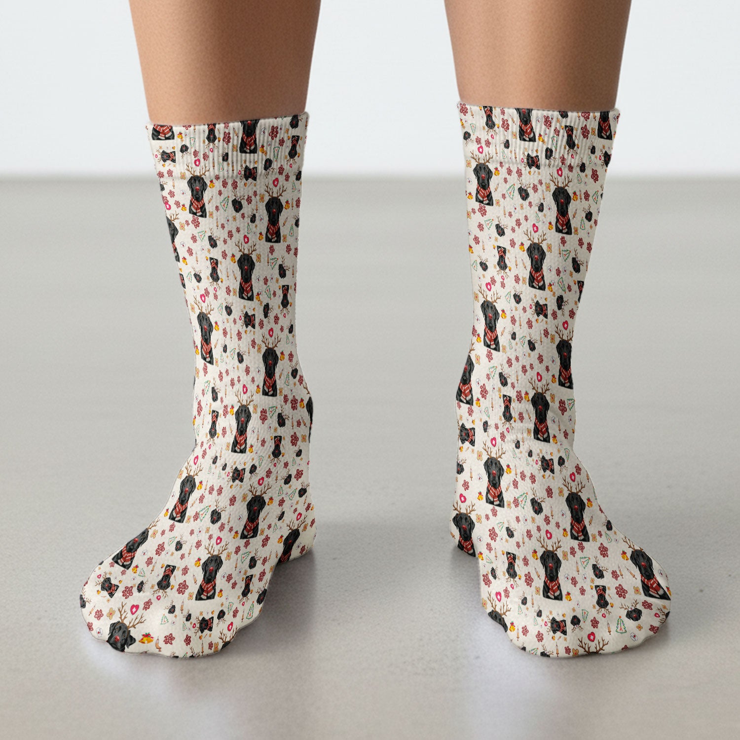 Funny Black Lab Reindeer Socks for Nurse Doctor - Christmas Puppy Adult Socks for Men and Women