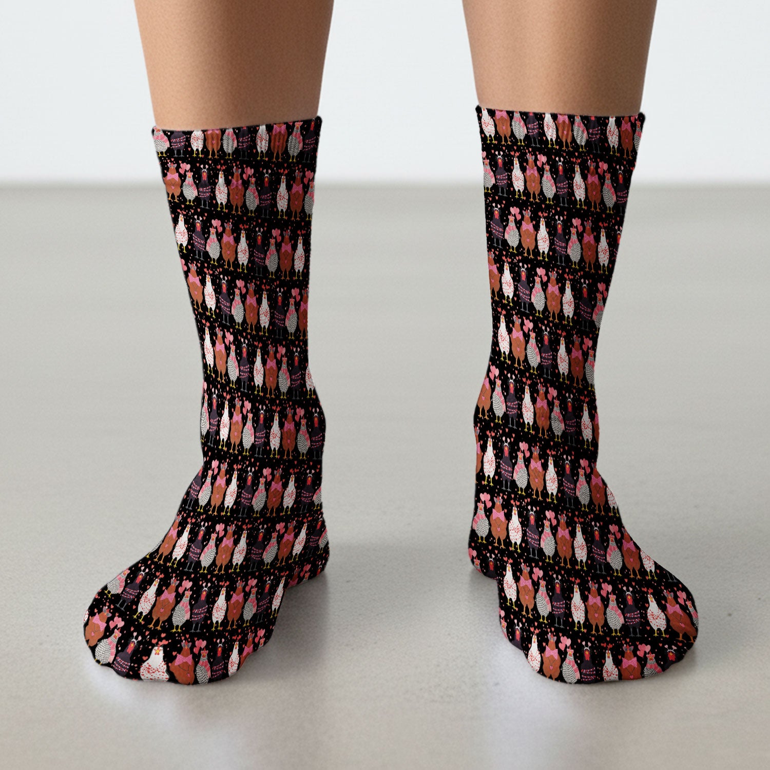 Funny Chicken Valentine Scrub Socks, Chicken Pattern Scrub Sock For Nursing, Valentine Gift For Nurse