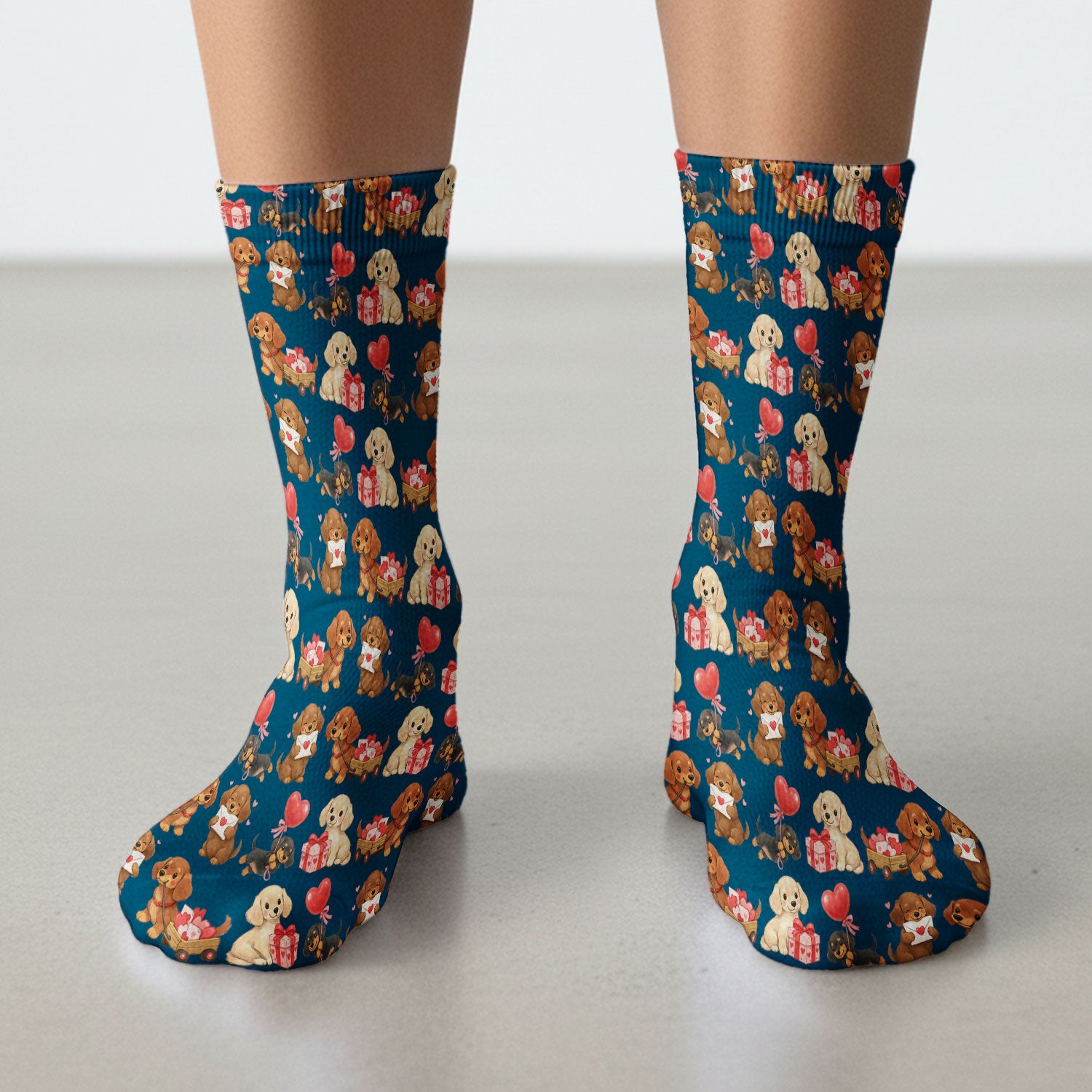Cute Dachshund Nurse Scrub Socks For Nurses, Wiener Dog Pattern Nurse Sock, Breathable Fabrics Nursing Uniform
