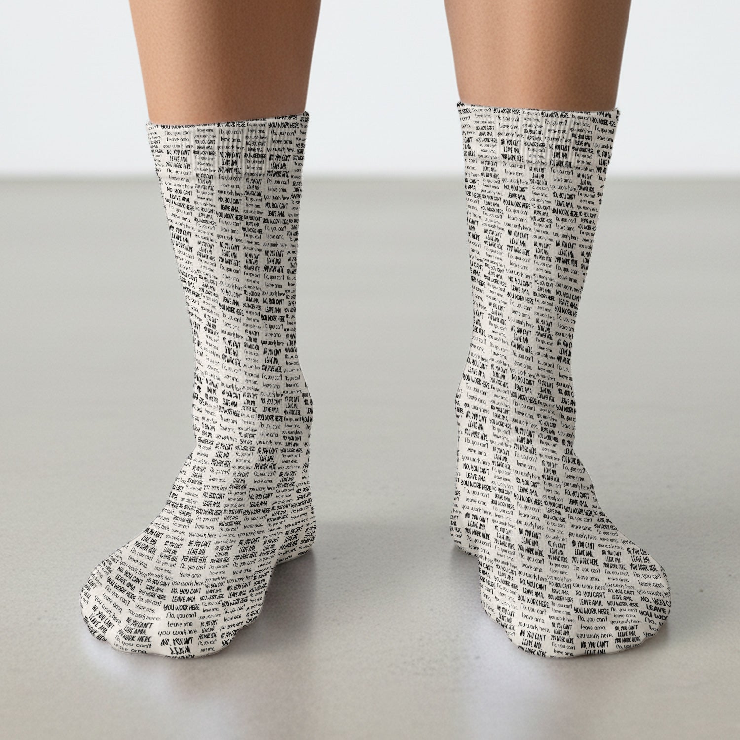 Funny Repeating Nurse Work Quote Text Pattern Socks, Breathable Fabrics Medical Uniform