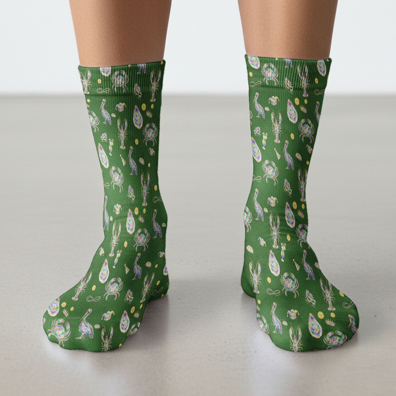 Mardi Gras Seafood Nurse Scrub Socks, Comfortable Uniform Scrubs For Nursing