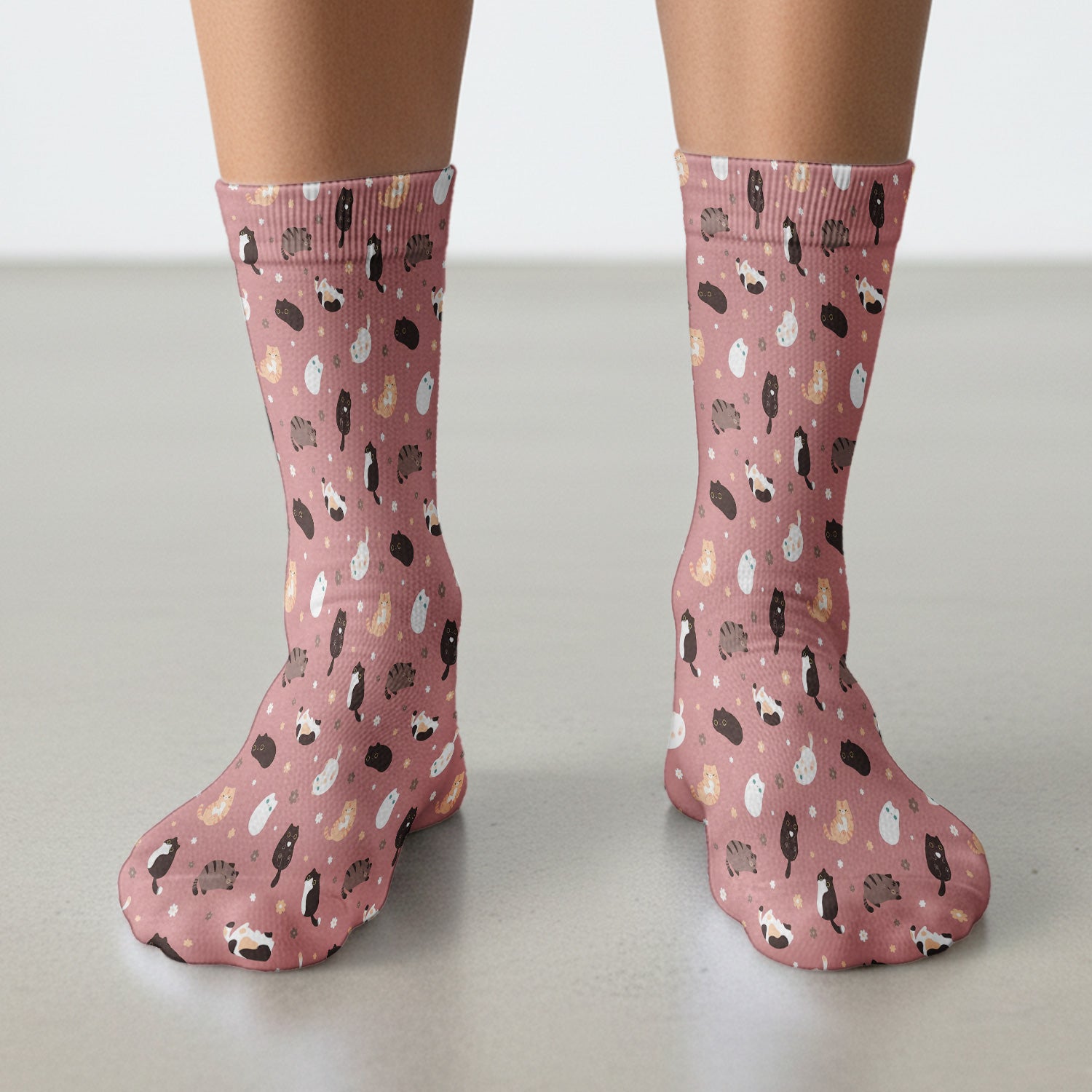 Adorable Kitty Nurse Pattern Socks, Adult Socks for Men and Women