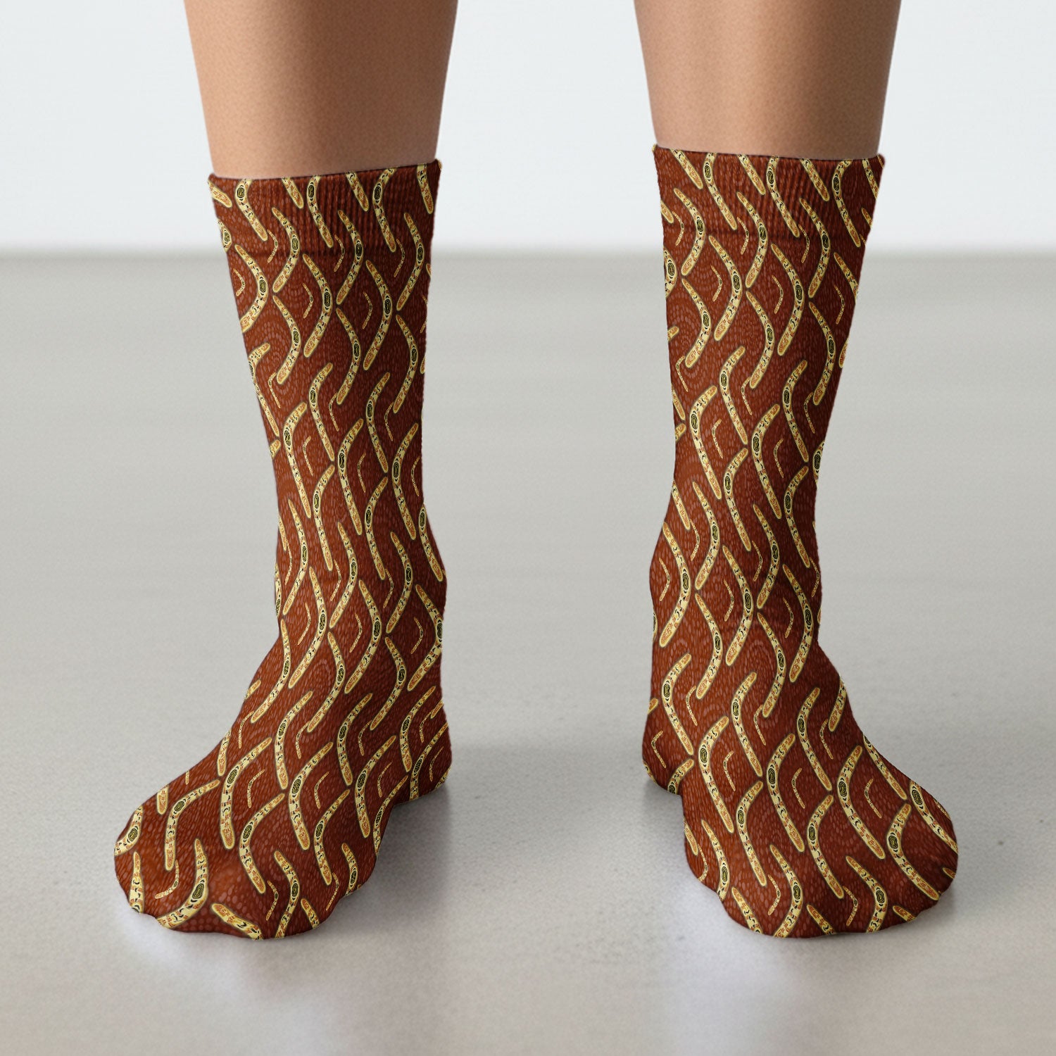 Aboriginal Boomerang Pattern Medical Socks, Breathable Fabrics Medical Uniform
