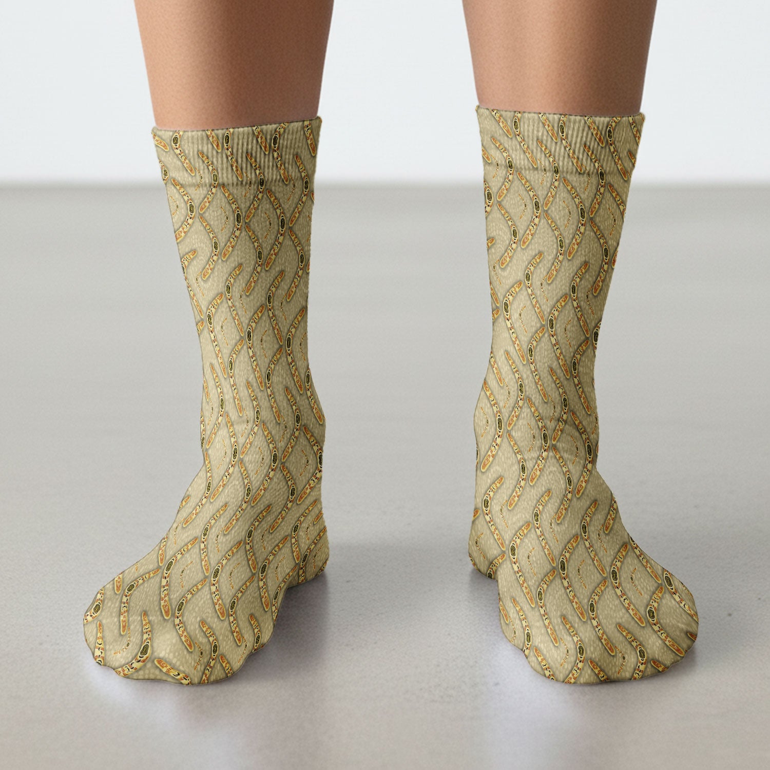 Aboriginal Boomerang Pattern Medical Socks, Breathable Fabrics Medical Uniform