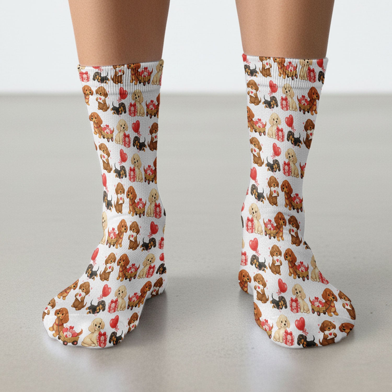 Cute Dachshund Nurse Scrub Socks For Nurses, Wiener Dog Pattern Nurse Sock, Breathable Fabrics Nursing Uniform