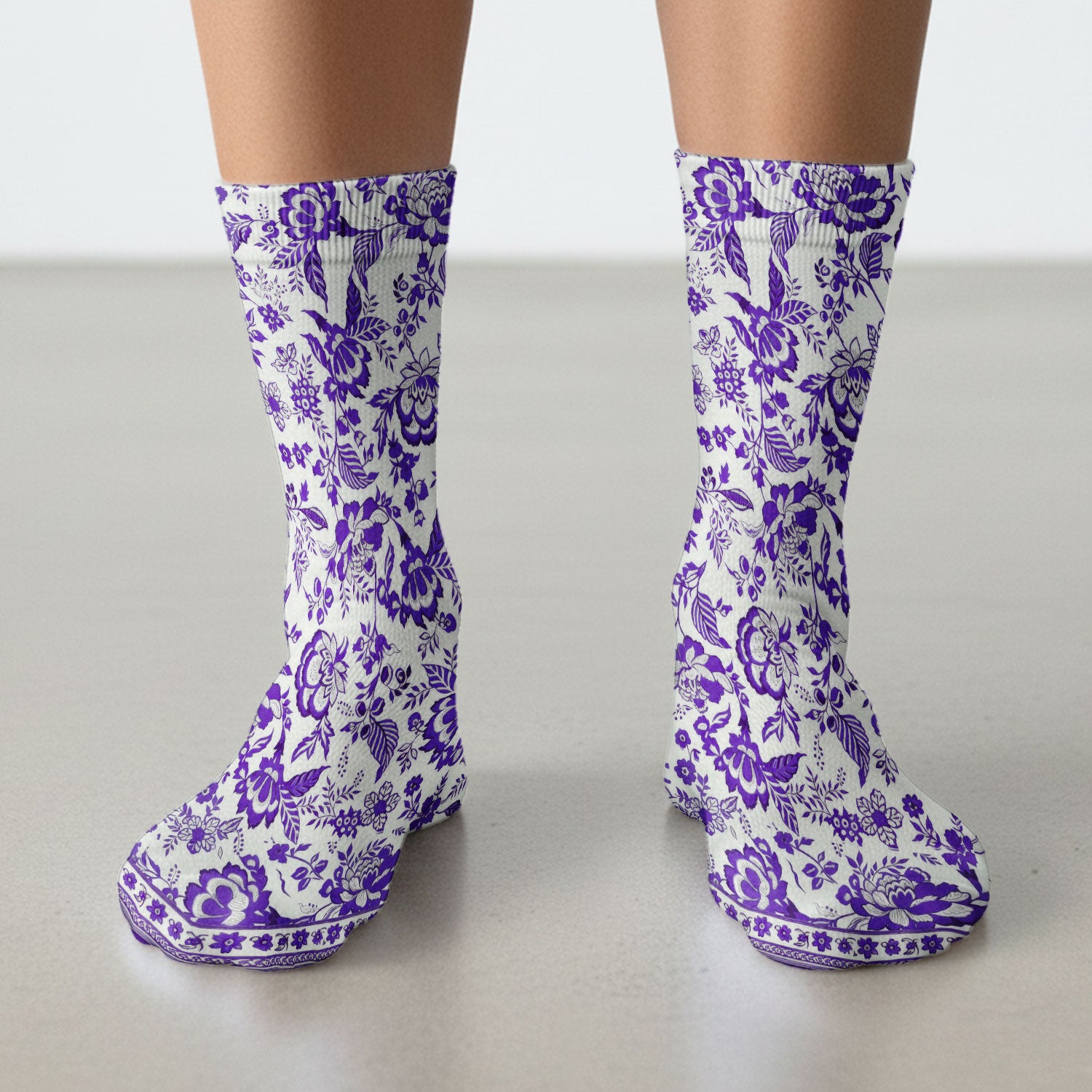 Toile De Jouy Scrub Socks For Women, Floral Pattern Nurse Sock, Comfortable Scrubs For Nursing