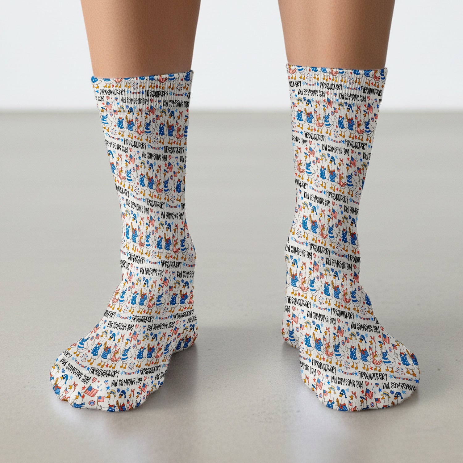 Funny Patriotic Goose Pattern Socks, Adult Socks for Men and Women