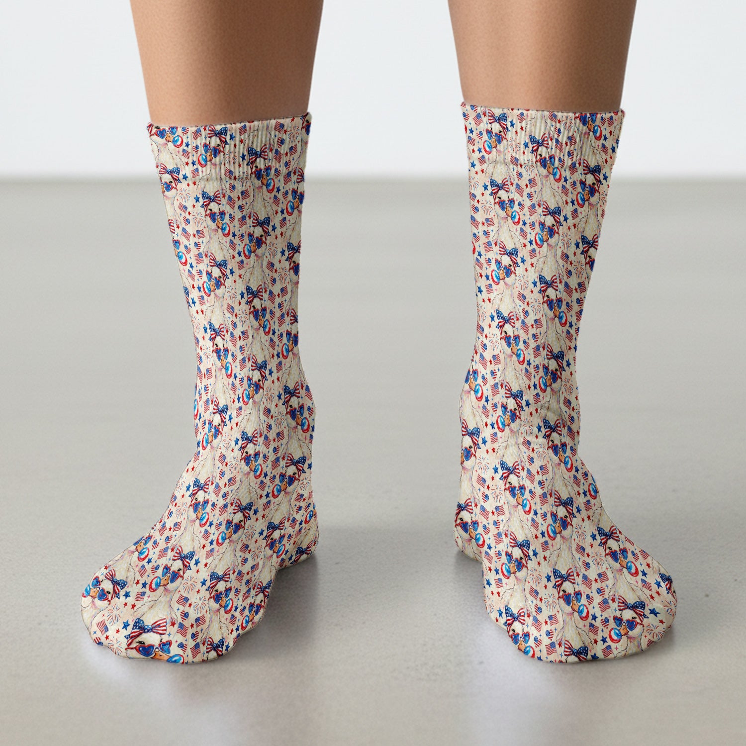 USA Flag 250th Patriotic Duck Sunglasses Pattern Socks, Adult Socks for Men and Women