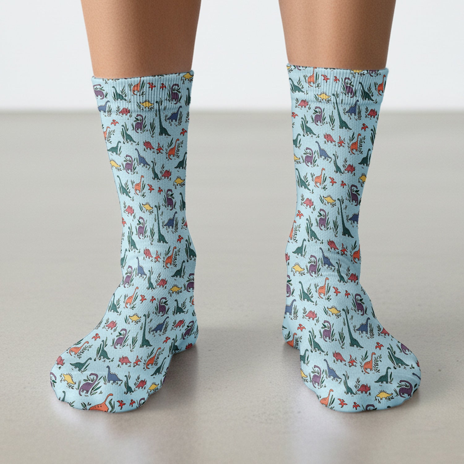 Cute Dinosaur Leafy Garden Pattern Socks, Breathable Fabrics Medical Uniform