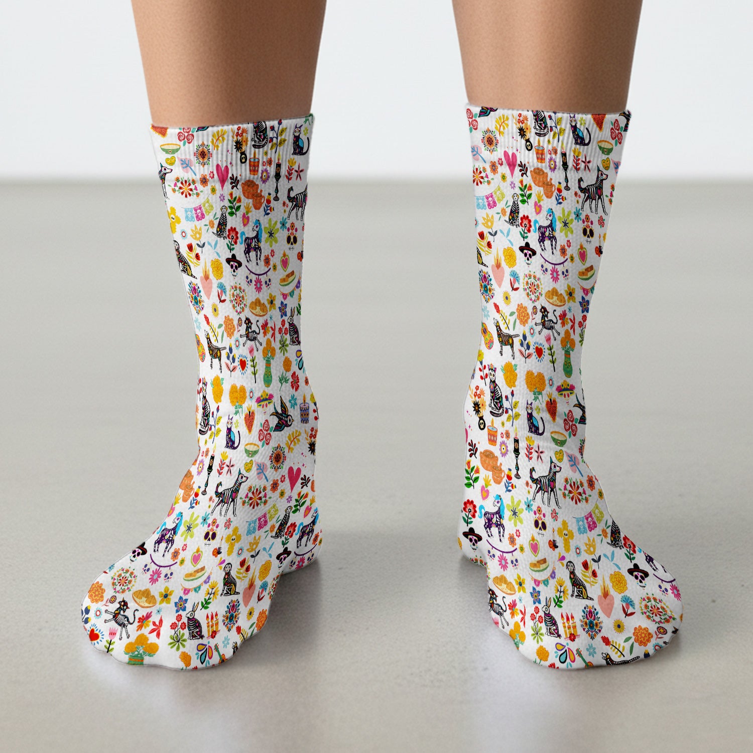 Day Of The Dead Sugar Skull Print Socks, Adult Socks for Men and Women