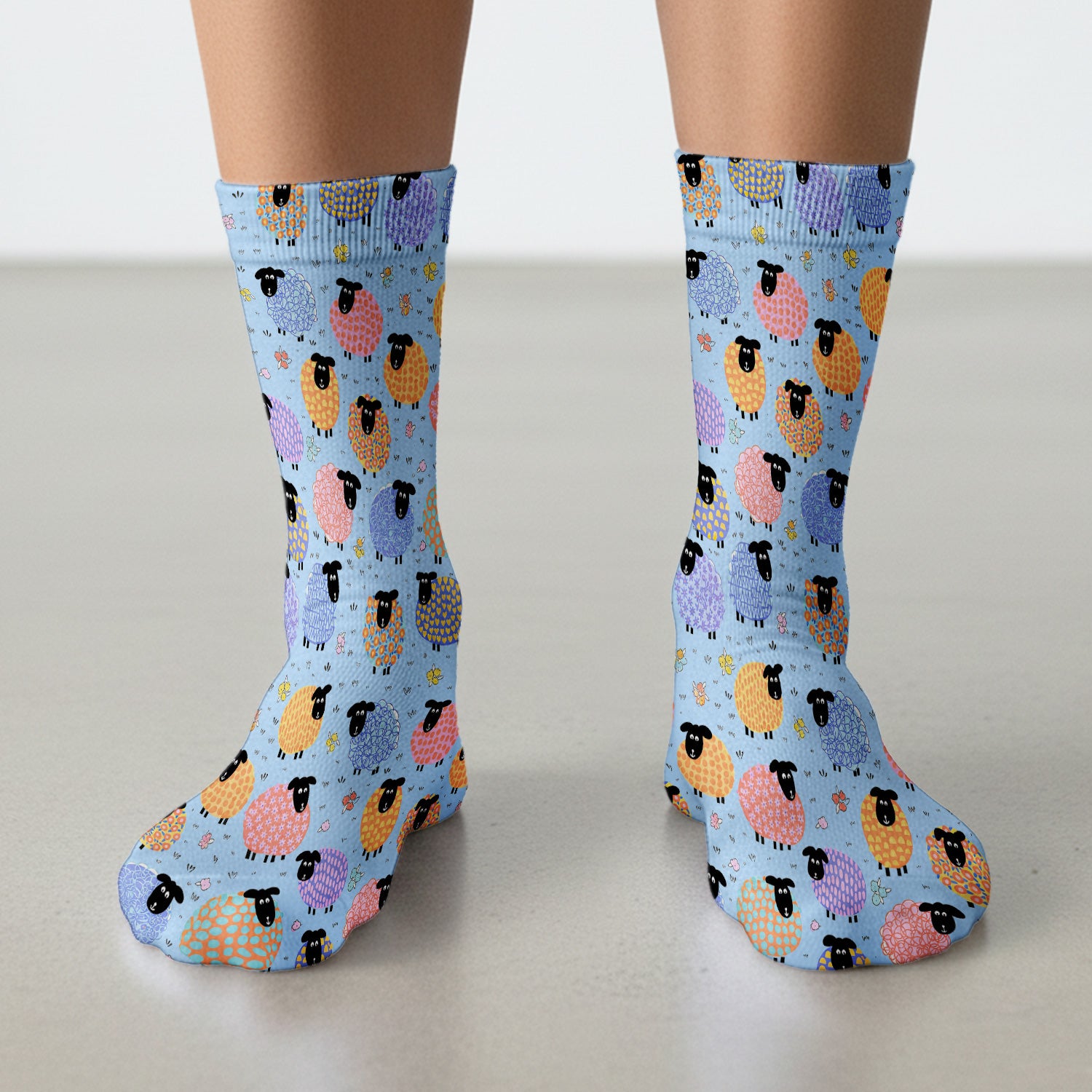 Funny Colorful Sheep Pattern Socks, Breathable Fabrics Medical Uniform