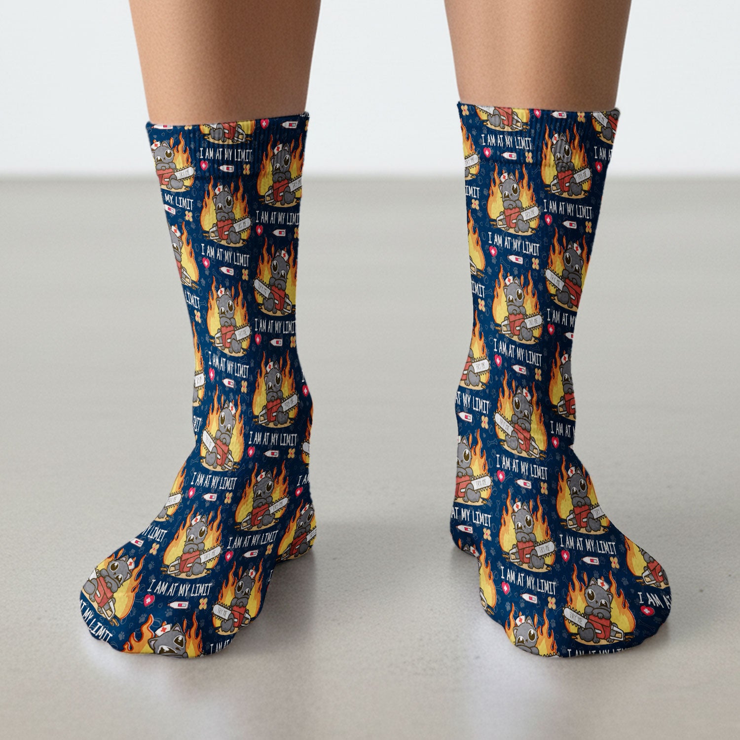 Funny Nurse Cat I Am At My Limit Medical Socks, Breathable Fabrics Medical Uniform