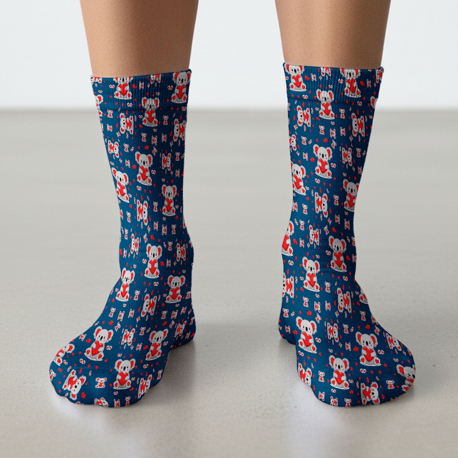 Valentine Cute Koala Heart Pattern Socks, Socks for Nurse Doctor