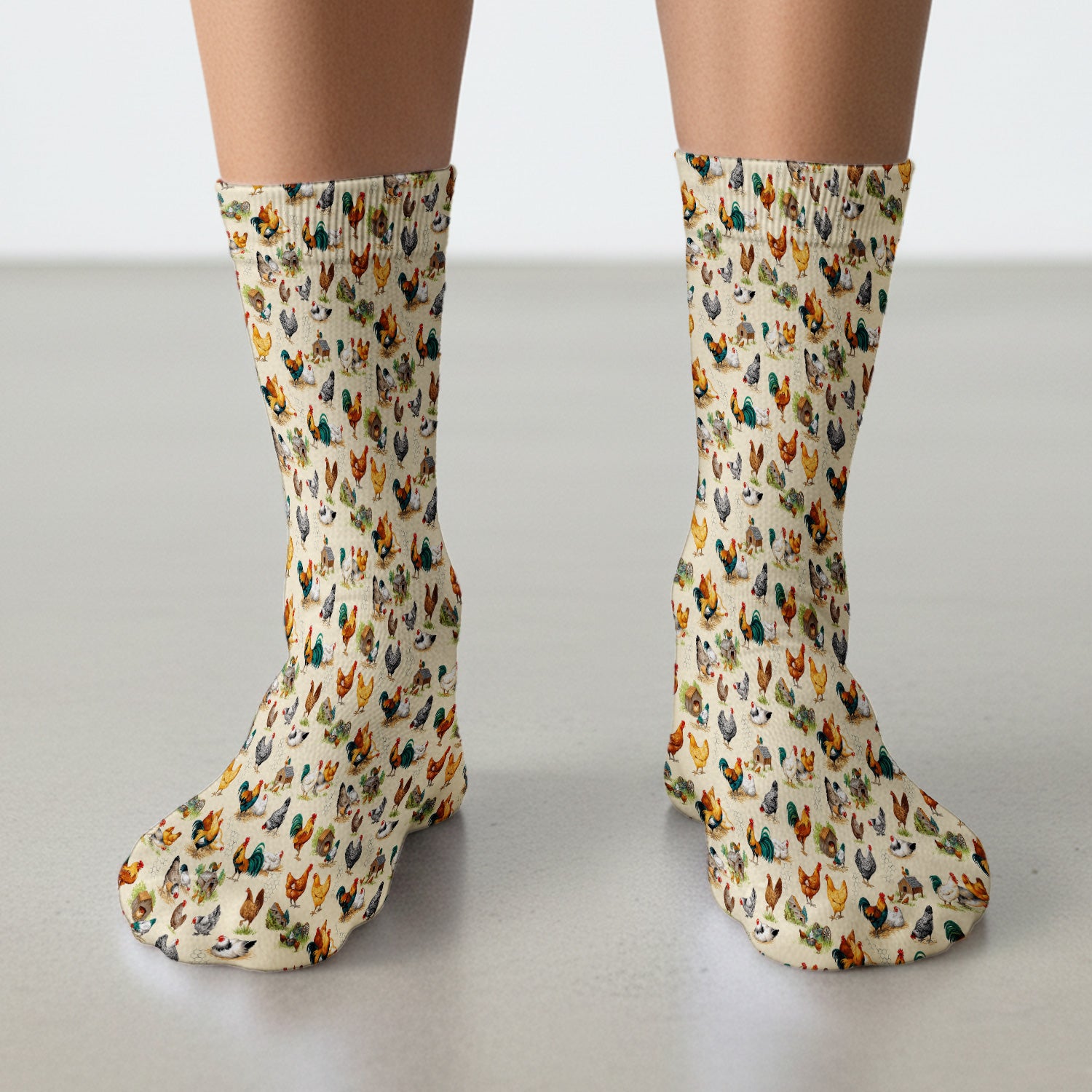 Farm Chicken Rooster Coop Pattern Socks, Adult Socks for Men and Women