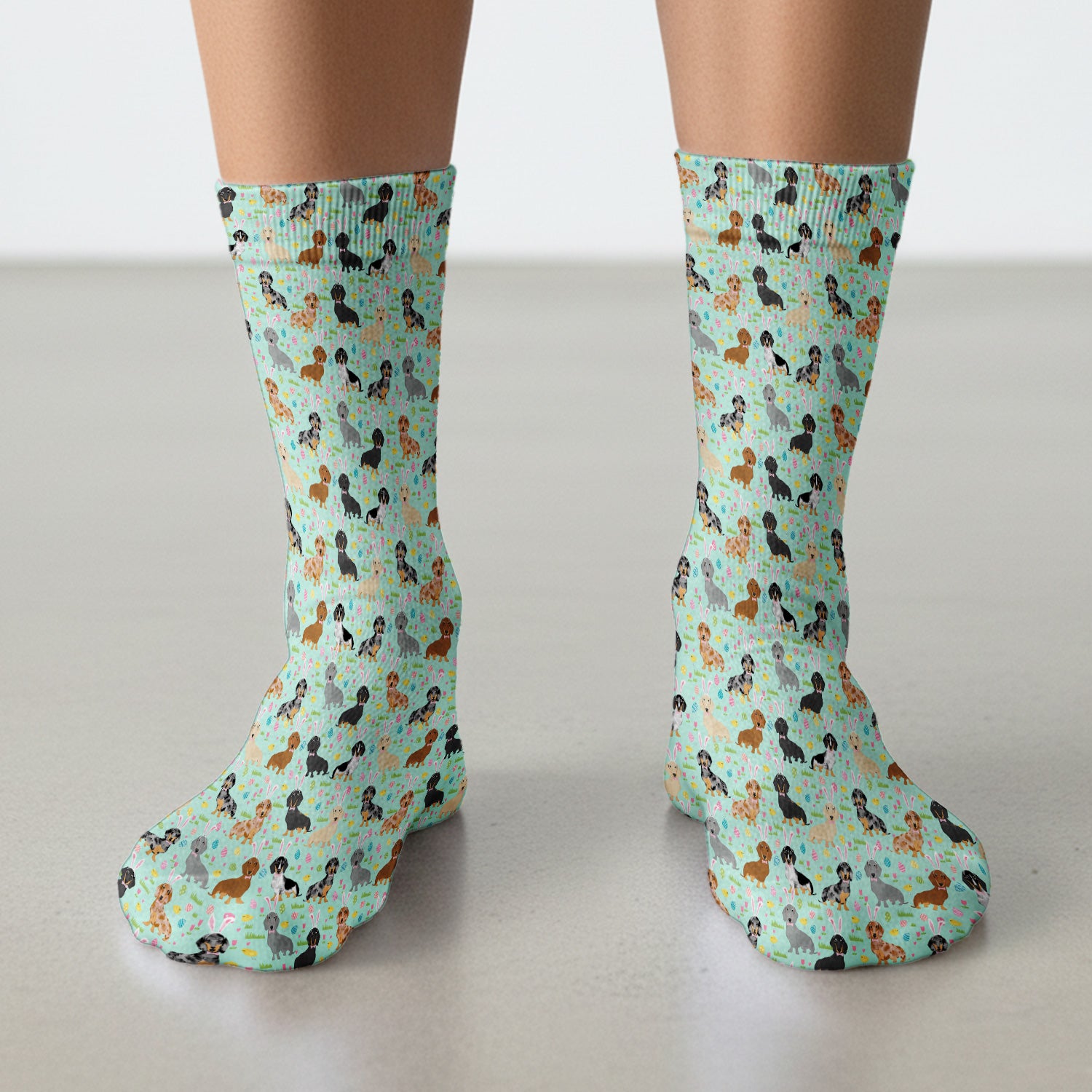 Easter Dachshund Dog Pattern Socks, Socks for Nurse Doctor