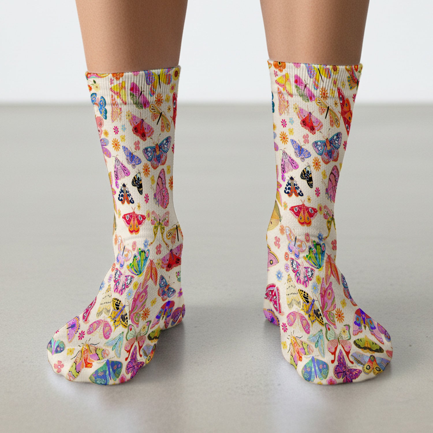 Colorful Butterfly Floral Pattern Nurse Socks, Socks for Nurse Doctor