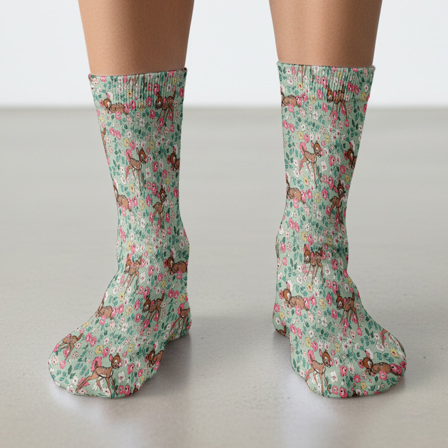 Cute Baby Deer Floral Pattern Socks, Socks for Nurse Doctor