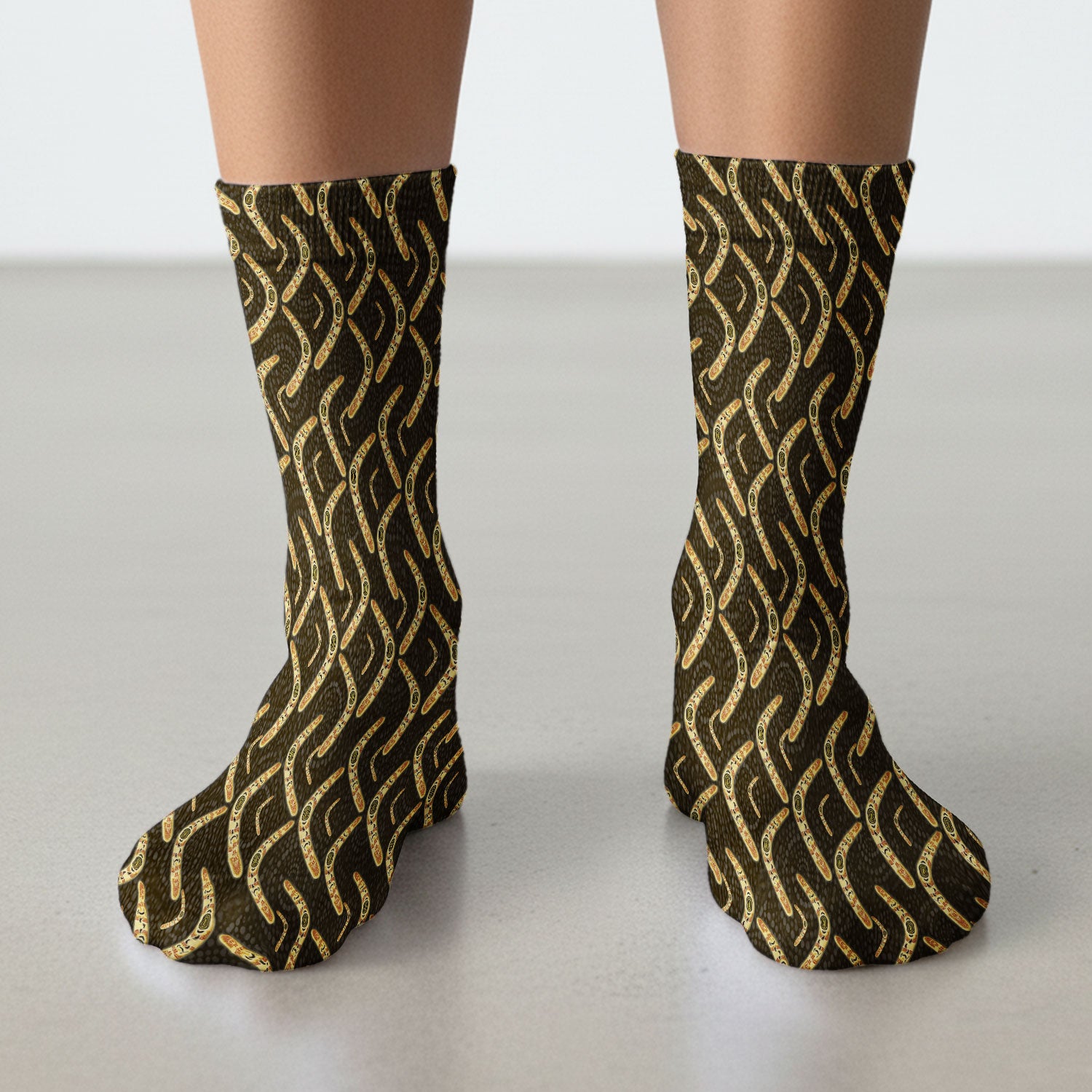 Aboriginal Boomerang Pattern Medical Socks, Breathable Fabrics Medical Uniform