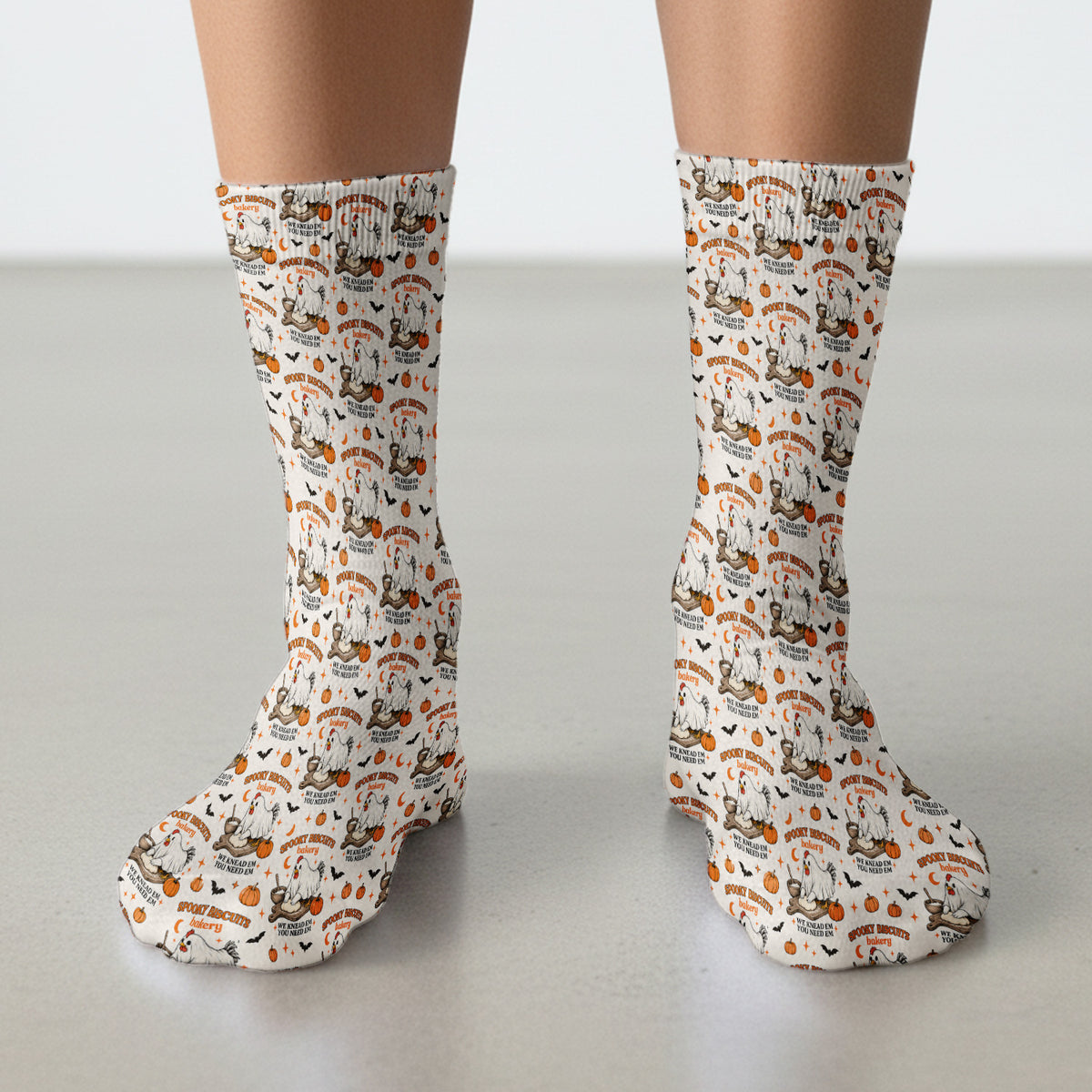 Halloween Spooky Biscuits Chicken Pattern Socks, Adult Socks for Men and Women
