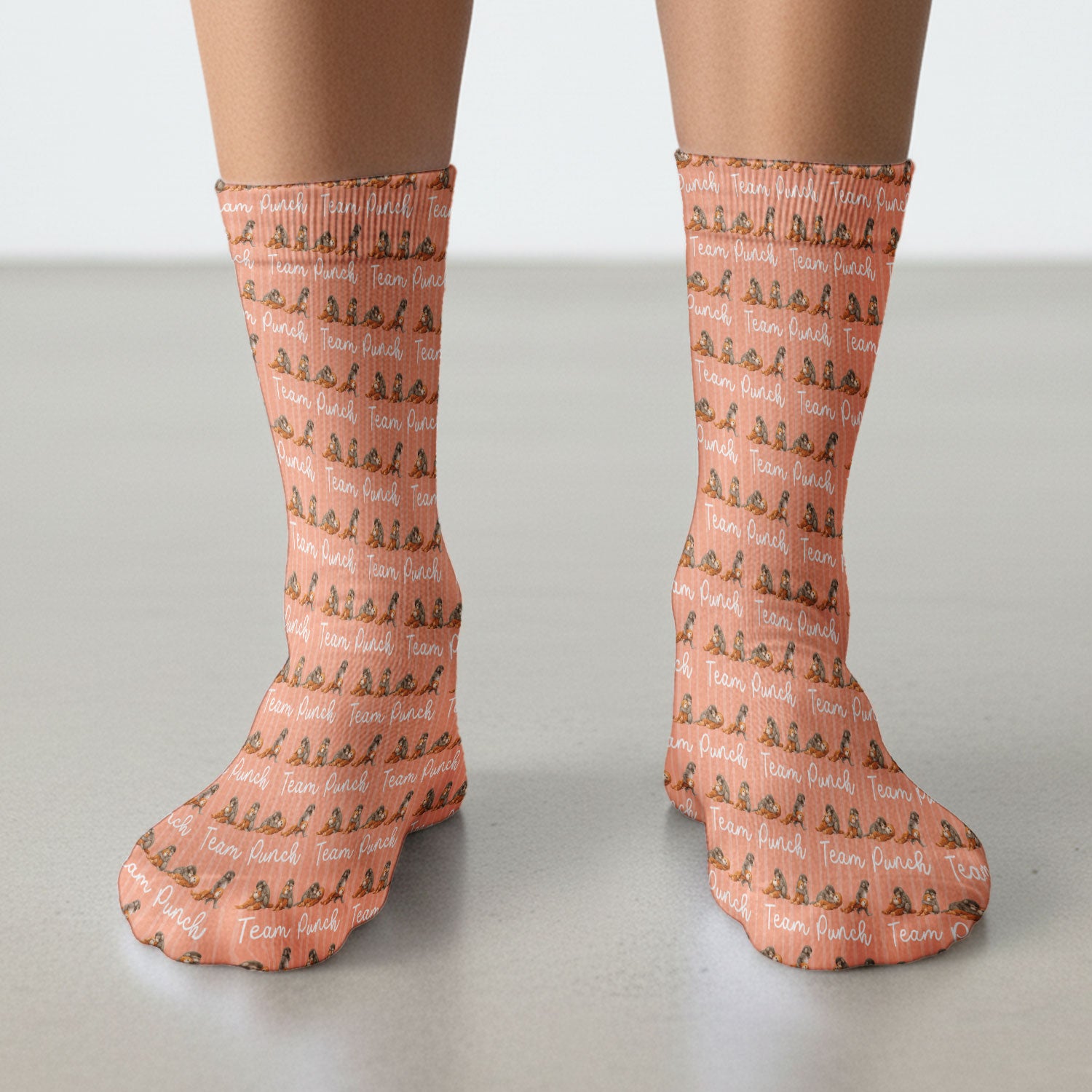 Funny Monkey Team Punch Pattern Print Socks, Adult Socks for Men and Women