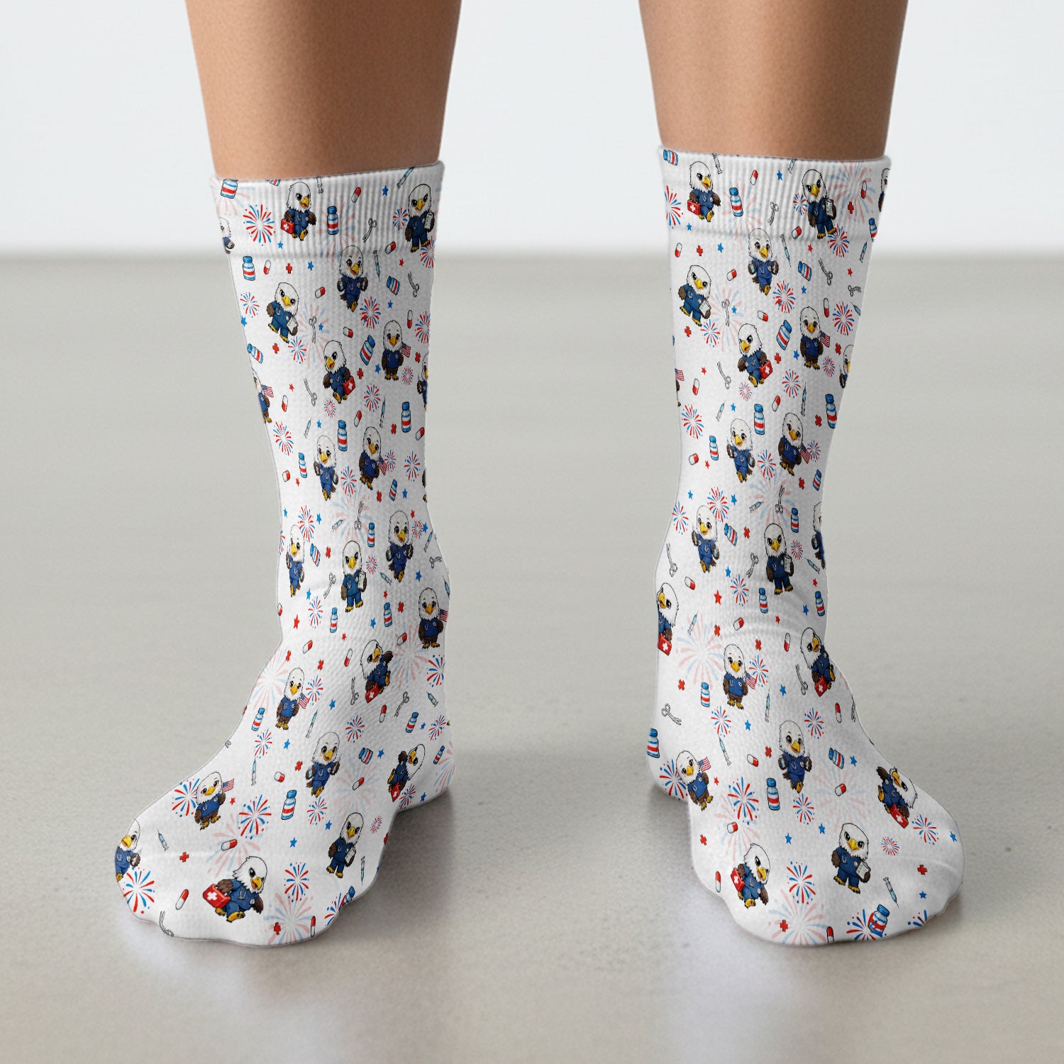 Patriotic Nurse Eagle Fireworks Medical Pattern Sock, Breathable Fabrics Medical Uniform