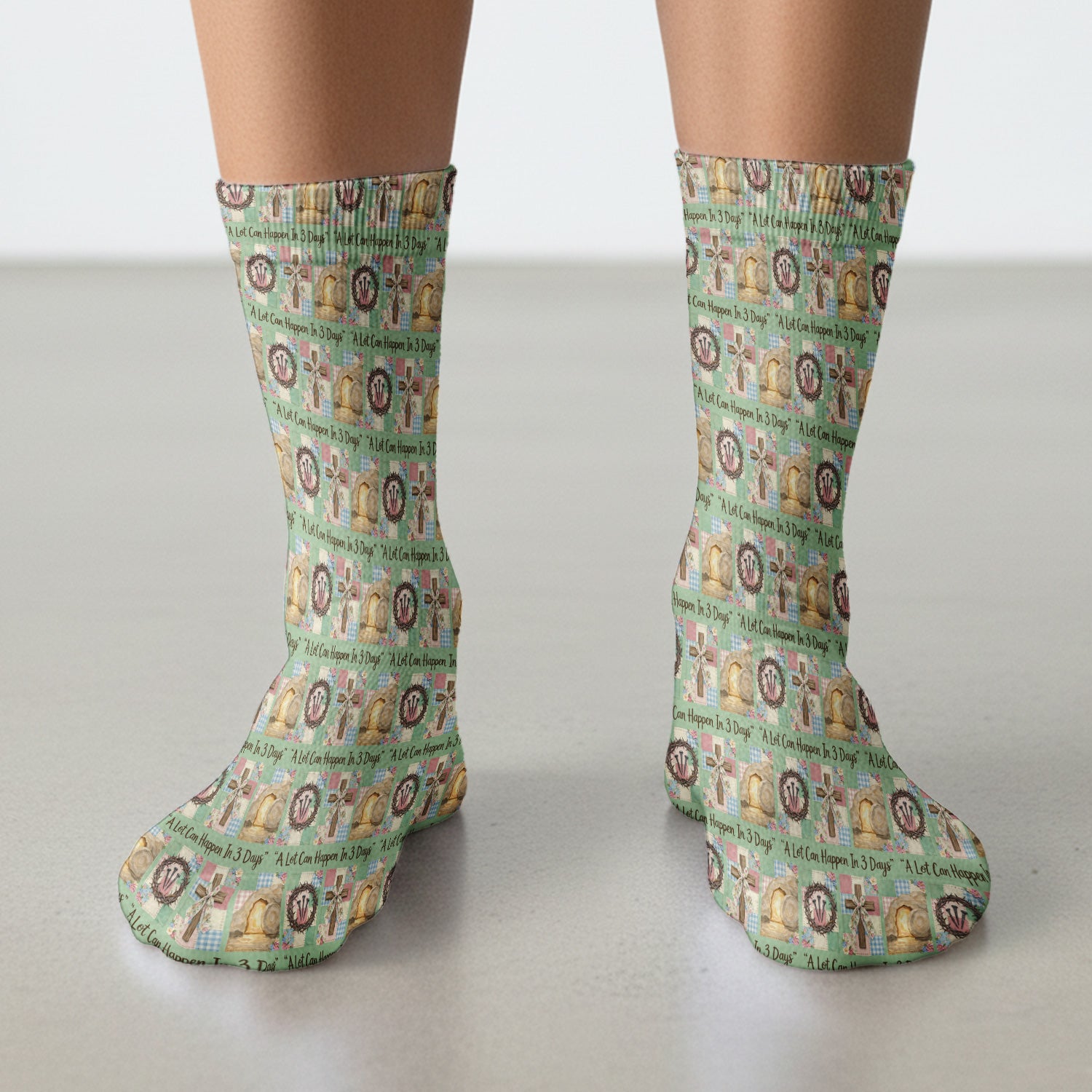 Christian Easter Cross Print Socks, Adult Socks for Men and Women