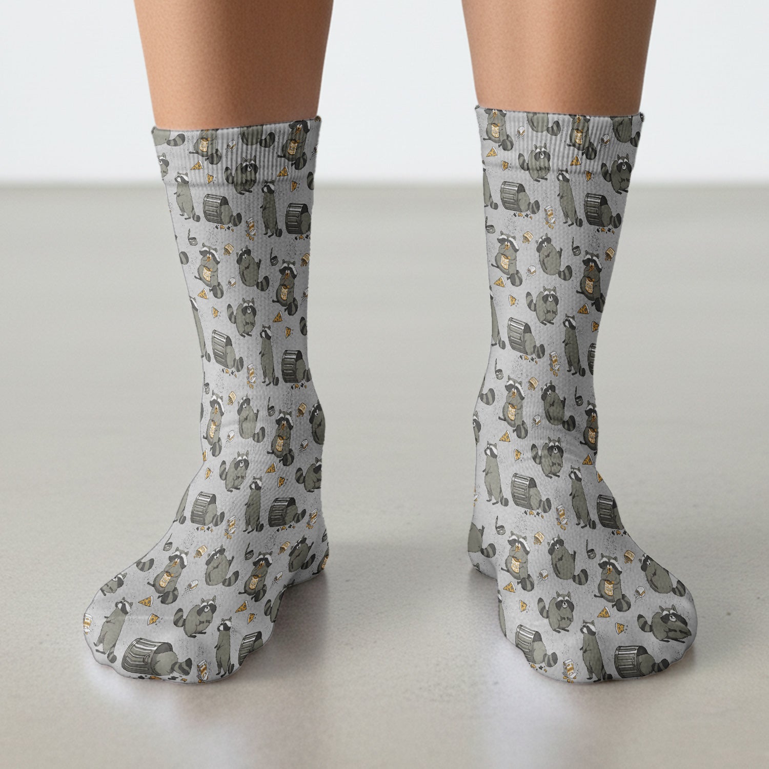 Raccoon Snack And Trash Can Pattern Socks, Breathable Fabrics Medical Uniform
