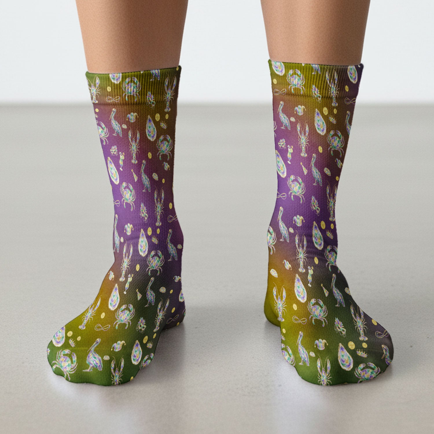 Mardi Gras Seafood Nurse Scrub Socks, Comfortable Uniform Scrubs For Nursing