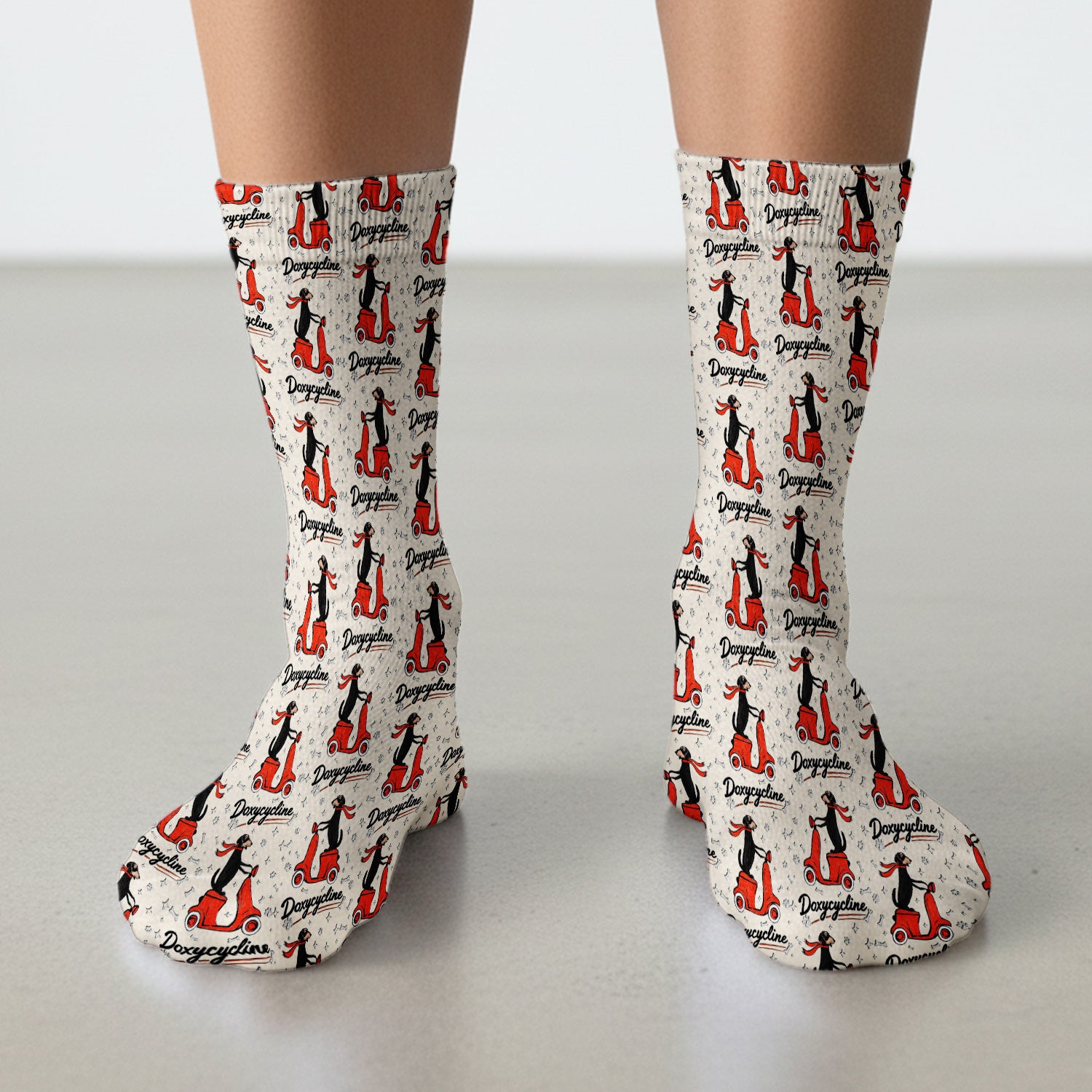 Funny Dachshund Riding Scooter Doxycycline Socks, Socks for Nurse Doctor