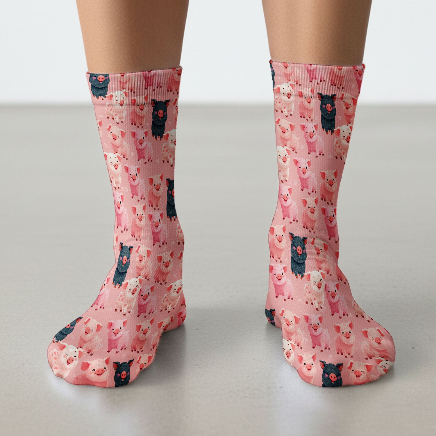 Funny Farm Pig Cartoon Pattern Socks, Breathable Fabrics Medical Uniform