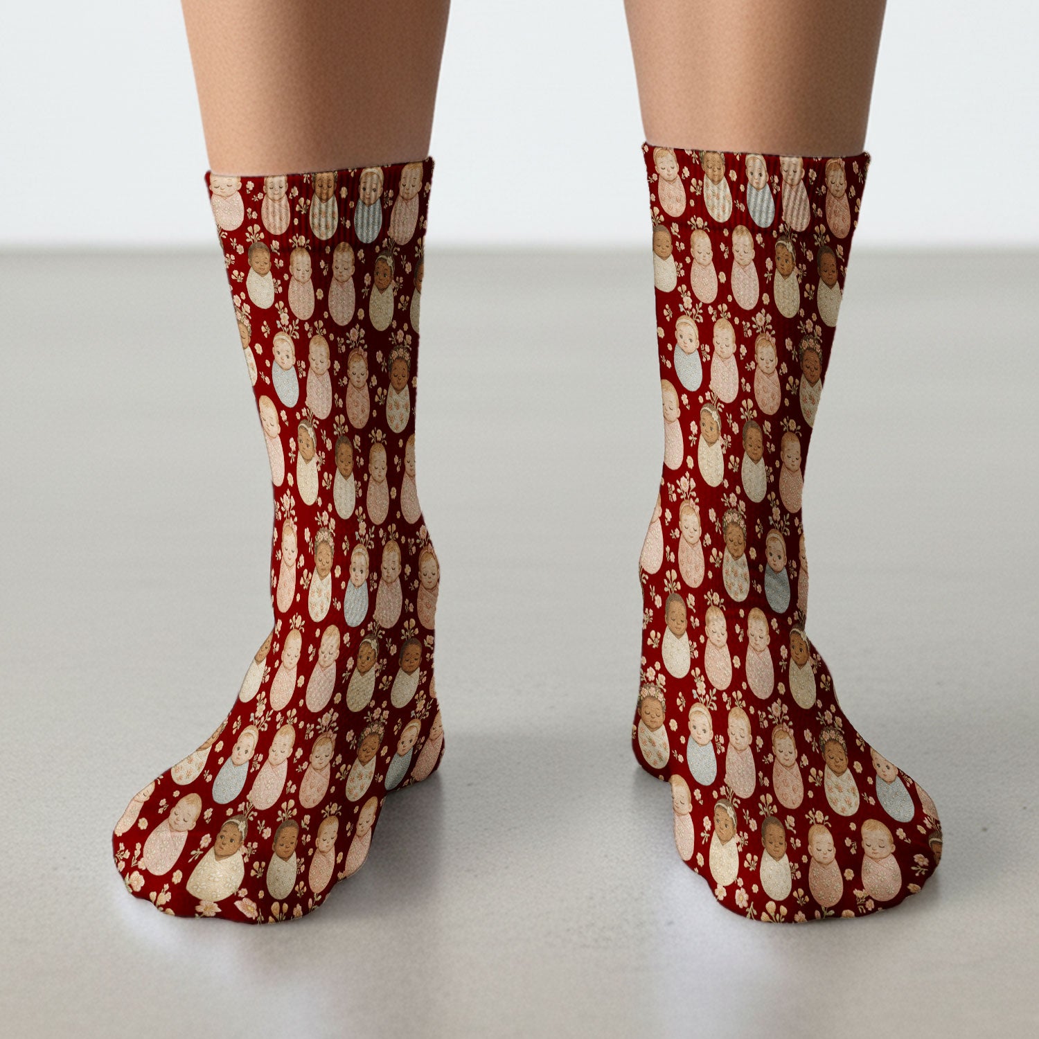 Sweet Newborn Baby Floral Print Medical Socks, Breathable Fabrics Medical Uniform