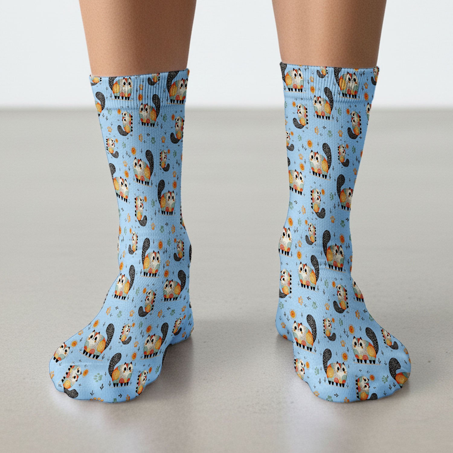 Playful Cat Illustration Medical Socks, Socks for Nurse Doctor