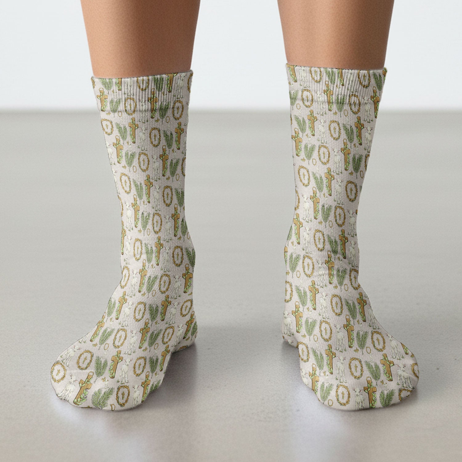Faith Lamb Cross Pattern Medical Socks, Adult Socks for Men and Women